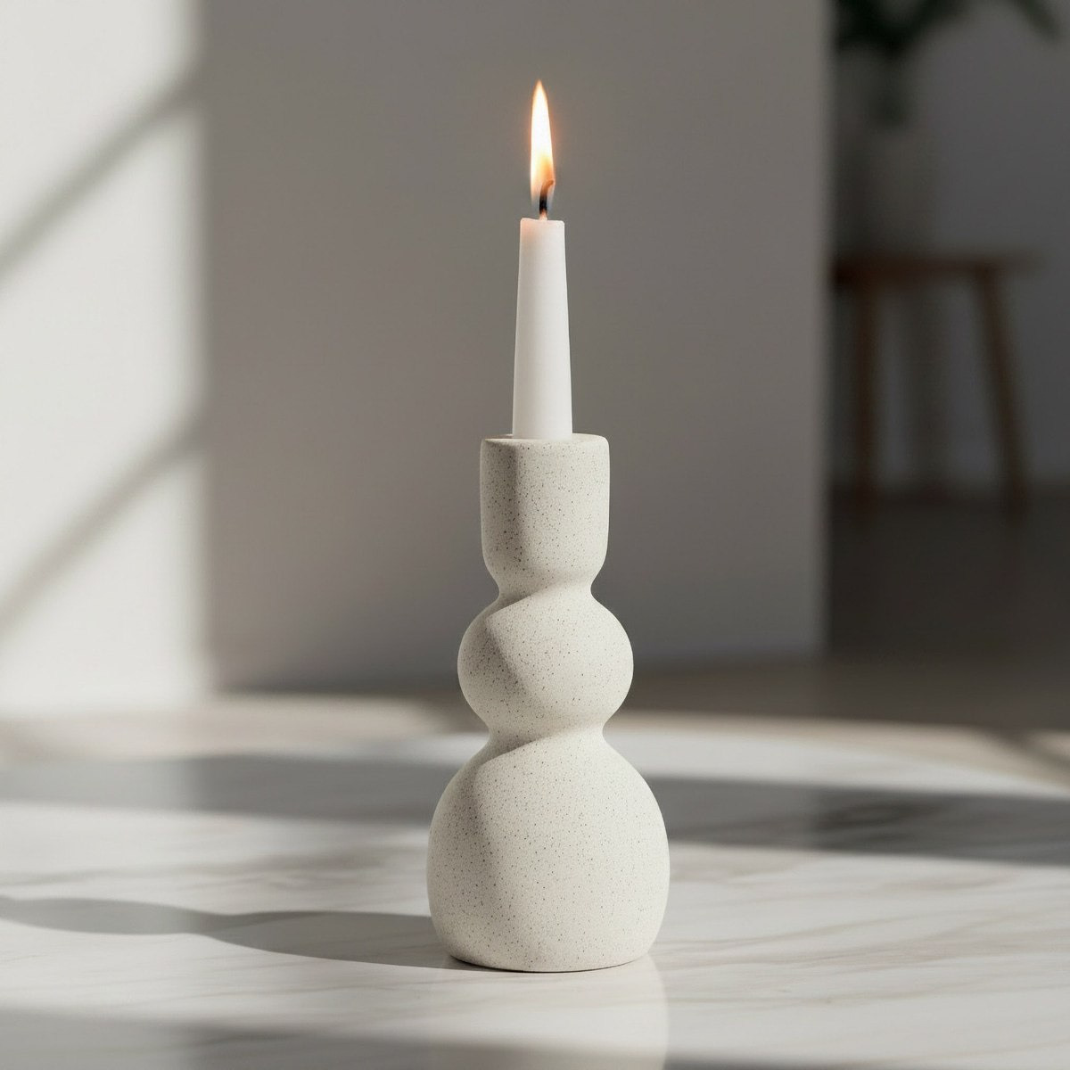 Umber Lavasa Renee Decorative Ceramic Taper Candleholder - 10x10x21.5 cm-hbxlivingroom-decorandaccessories-candleholders-image-2