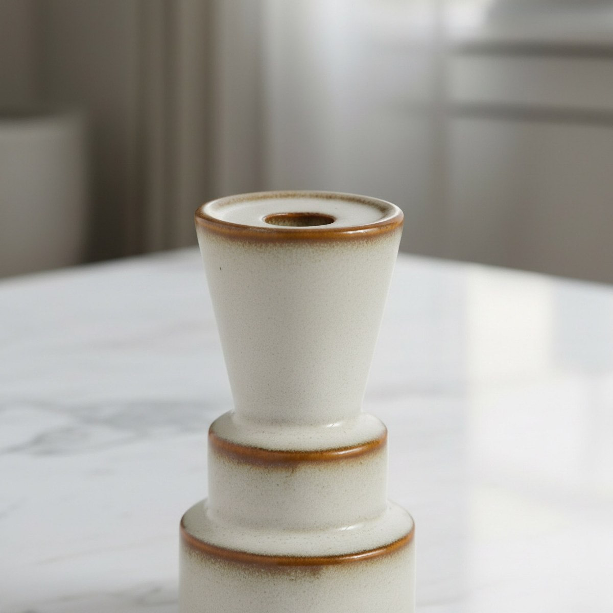 Umber Lavasa Renee Decorative Reactive Glaze Ceramic Taper Candleholder - 8.3x8.3x15.8 cm-hbxlivingroom-decorandaccessories-candleholders-image-3