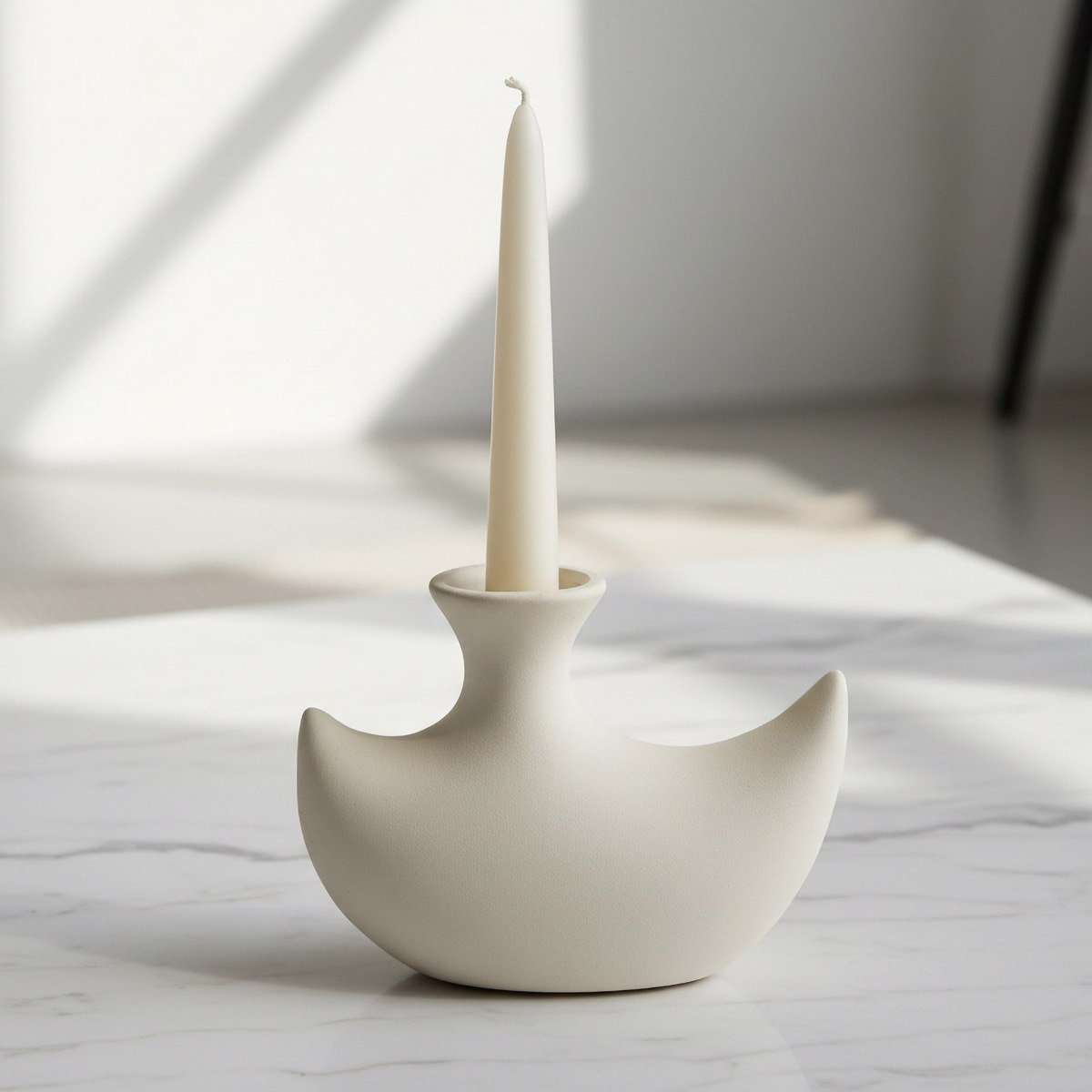 Umber Lavasa Renee Decorative Ceramic Taper Candleholder - 20.5x7.5x14.5 cm-hbxlivingroom-decorandaccessories-candleholders-image-1