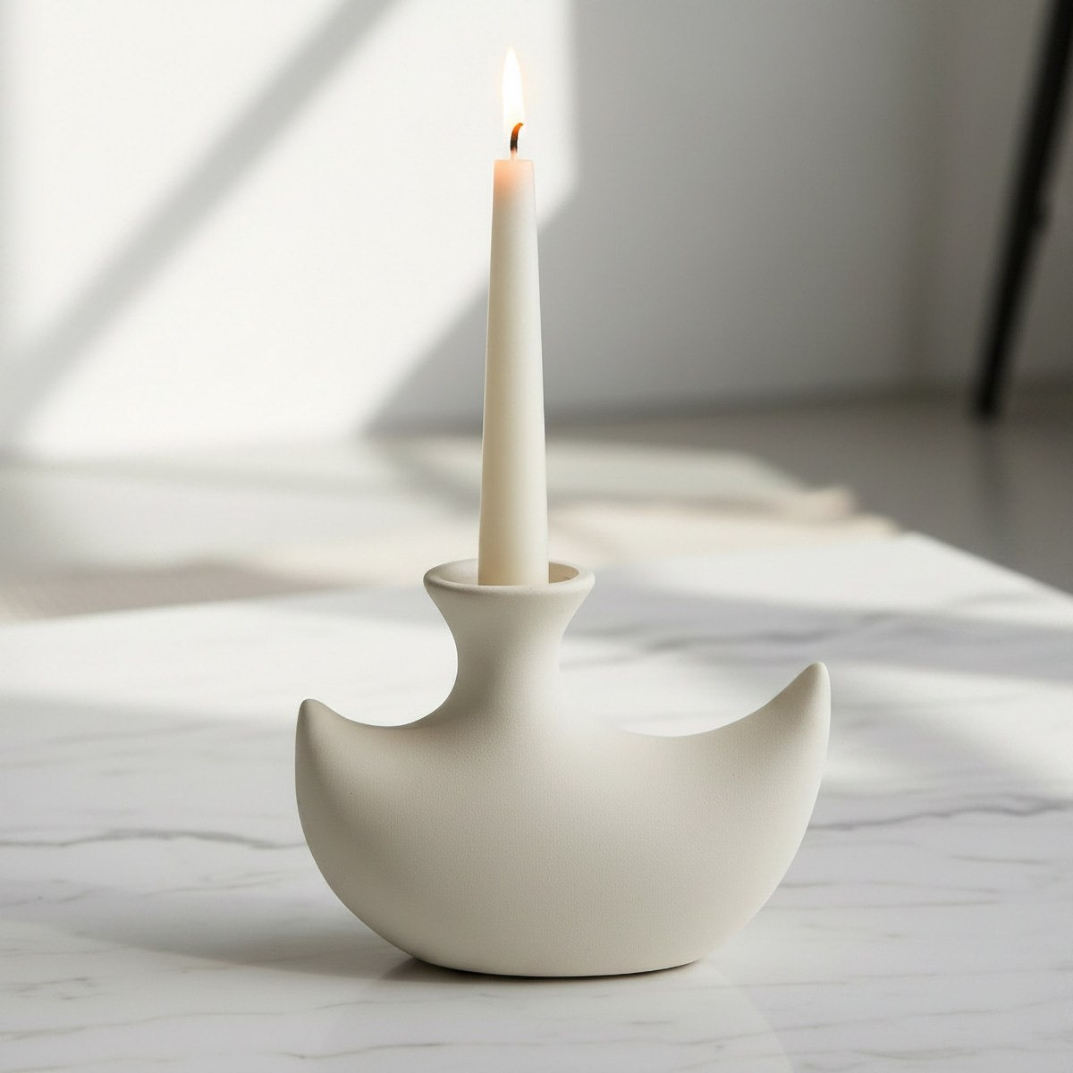Umber Lavasa Renee Decorative Ceramic Taper Candleholder - 20.5x7.5x14.5 cm-hbxlivingroom-decorandaccessories-candleholders-image-2