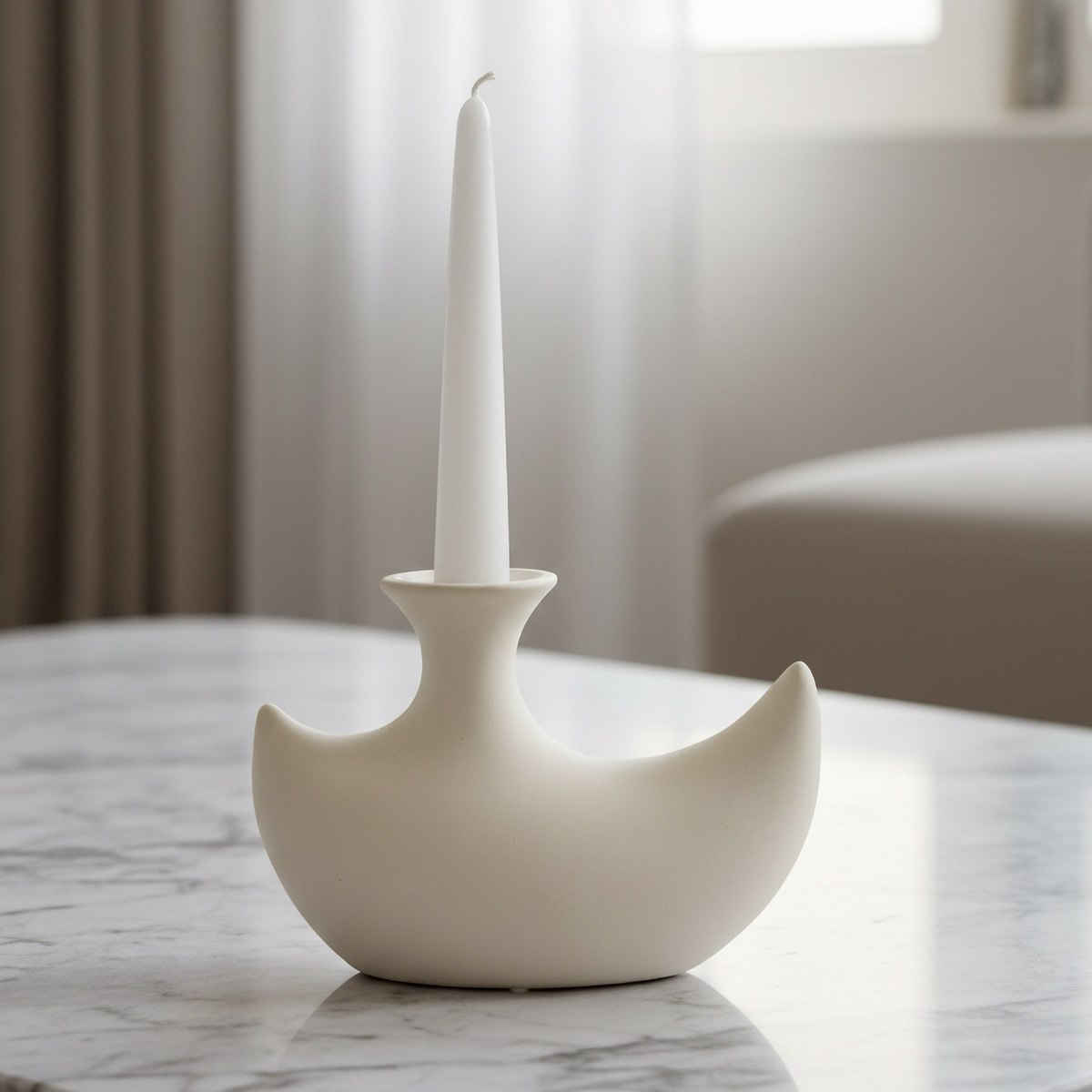 Umber Lavasa Renee Decorative Ceramic Taper Candleholder - 28.3x10x20.5 cm-hbxlivingroom-decorandaccessories-candleholders-image-1