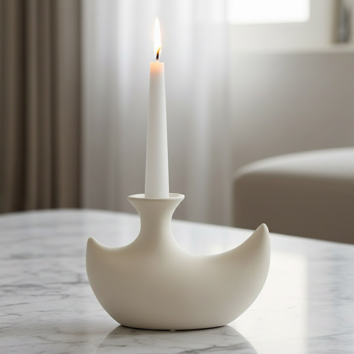 Umber Lavasa Renee Decorative Ceramic Taper Candleholder - 28.3x10x20.5 cm-hbxlivingroom-decorandaccessories-candleholders-image-2