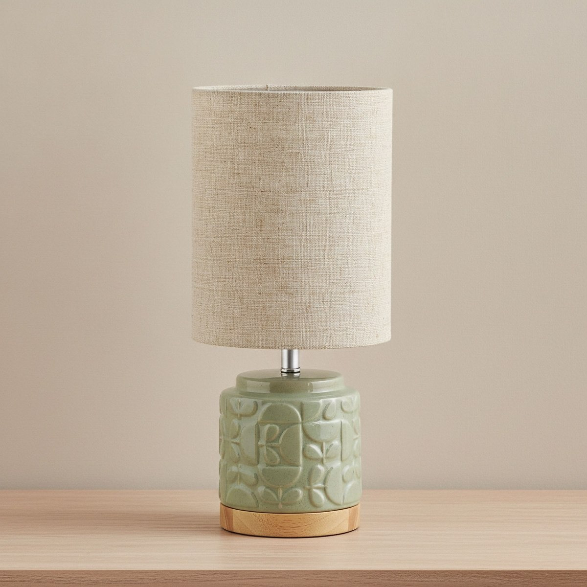 مصباح طاولة سيراميك عاكس ولامع مع غطاء كتان من أمالفي - 39x18 سم-hbxlivingroom-lighting-tablelamps-image-1