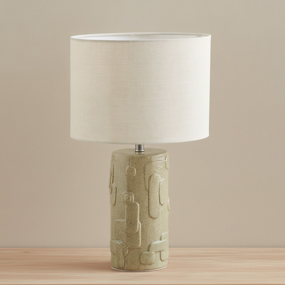 مصباح طاولة سيراميك عاكس ولامع مع غطاء كتان من أمالفي - 50.5x30 سم-hbxlivingroom-lighting-tablelamps-image-1