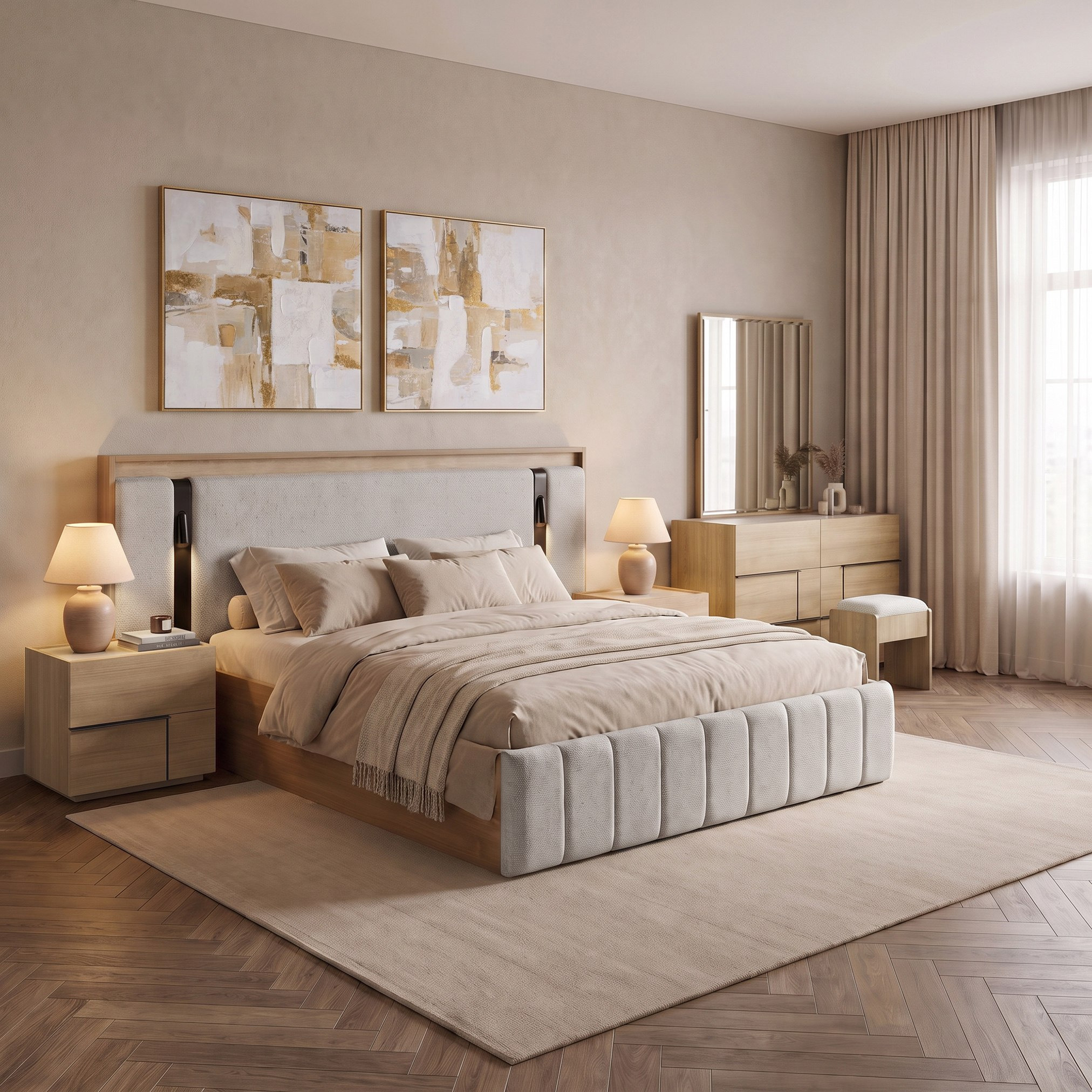 Trento 6-Piece King Bedroom Set - 180x200 cm-hbxbedroom-bedsandbedsets-bedroomsets-king-image-1