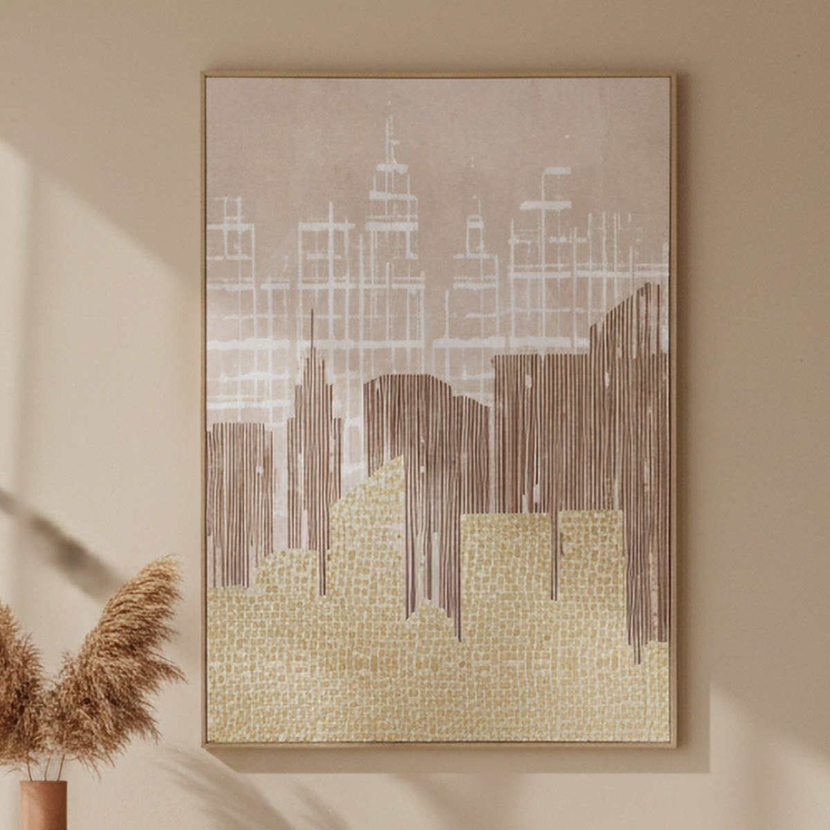 Relay Skyscrapers Framed Picture with Plaster - 50x70x3 cm-hbxhomeware-hbxdecorandfurnishings-image-1