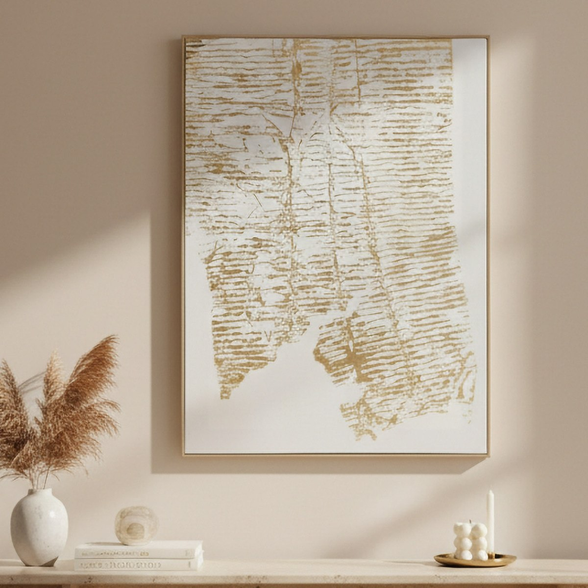 Relay Gold Patch Framed Picture with Plaster - 60x80x3.5 cm-hbxhomeware-hbxdecorandfurnishings-image-1