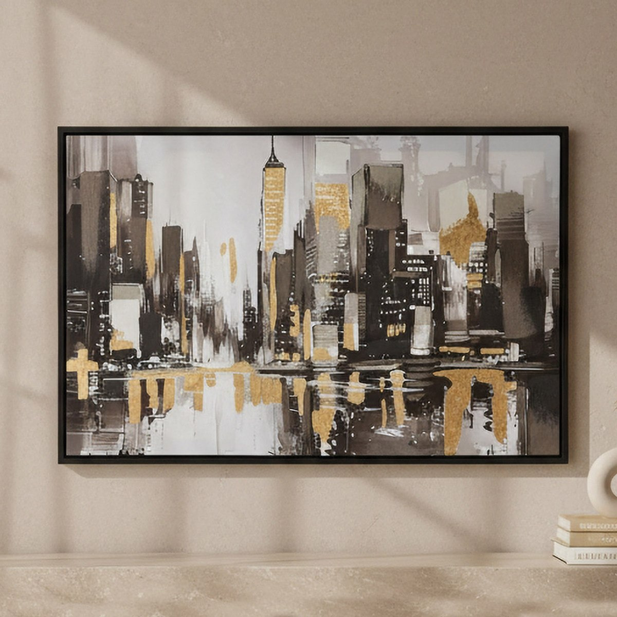 Relay Cityline Framed Handpainted Canvas - 90x60x3.8 cm-hbxhomeware-hbxdecorandfurnishings-image-1