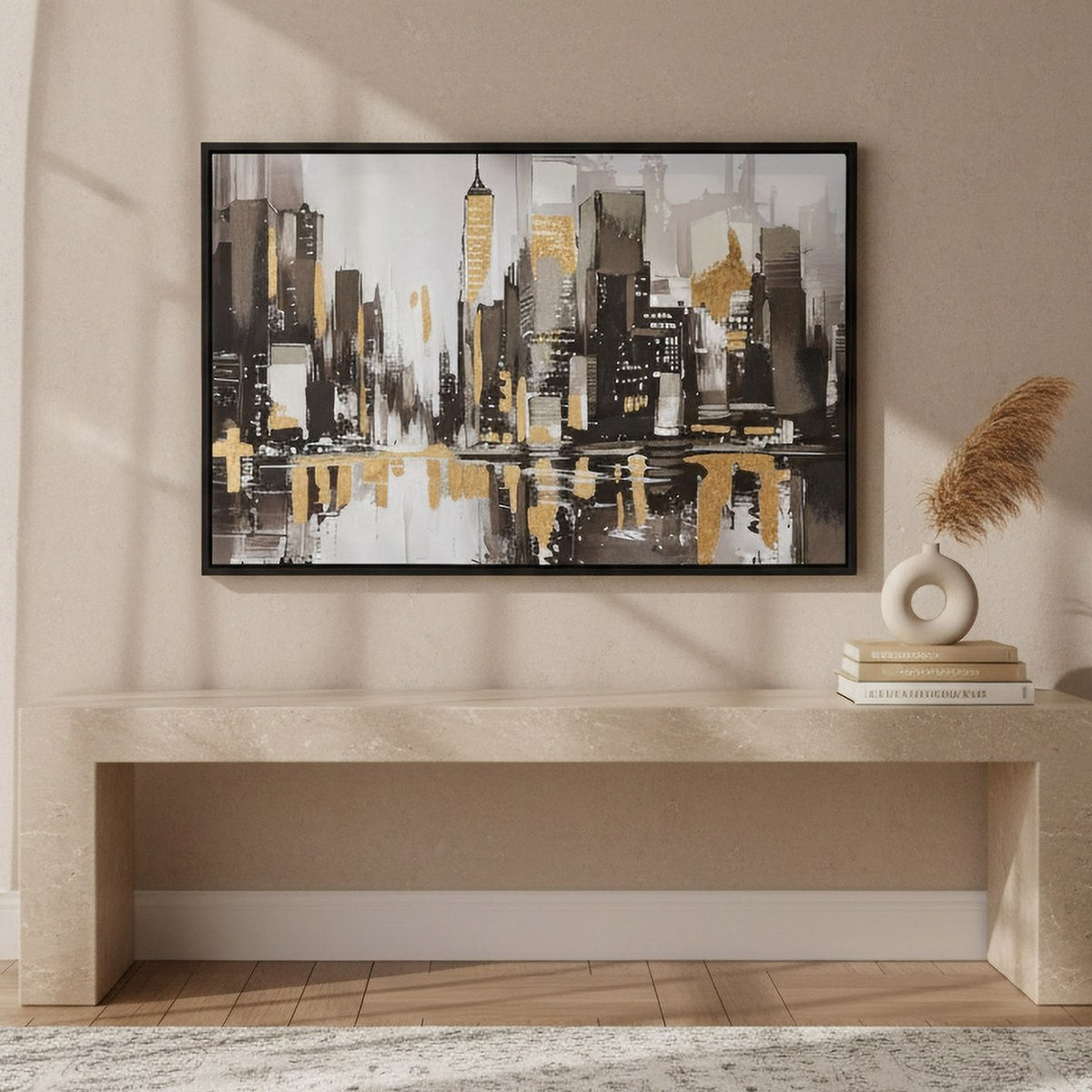 Relay Cityline Framed Handpainted Canvas - 90x60x3.8 cm-hbxhomeware-hbxdecorandfurnishings-image-5