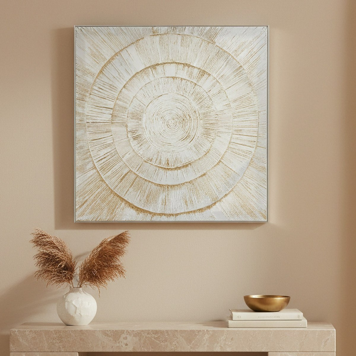 Relay Circular Abstract Framed Picture with Plaster - 80x80x3.5 cm-hbxhomeware-hbxdecorandfurnishings-image-1