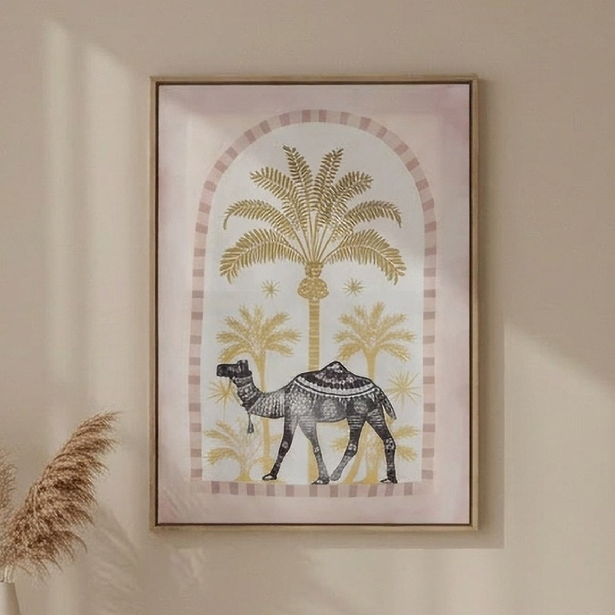 Relay Camel and Palm Tree Framed Picture with Foil - 45x60x2.5 cm-hbxhomeware-hbxdecorandfurnishings-image-1