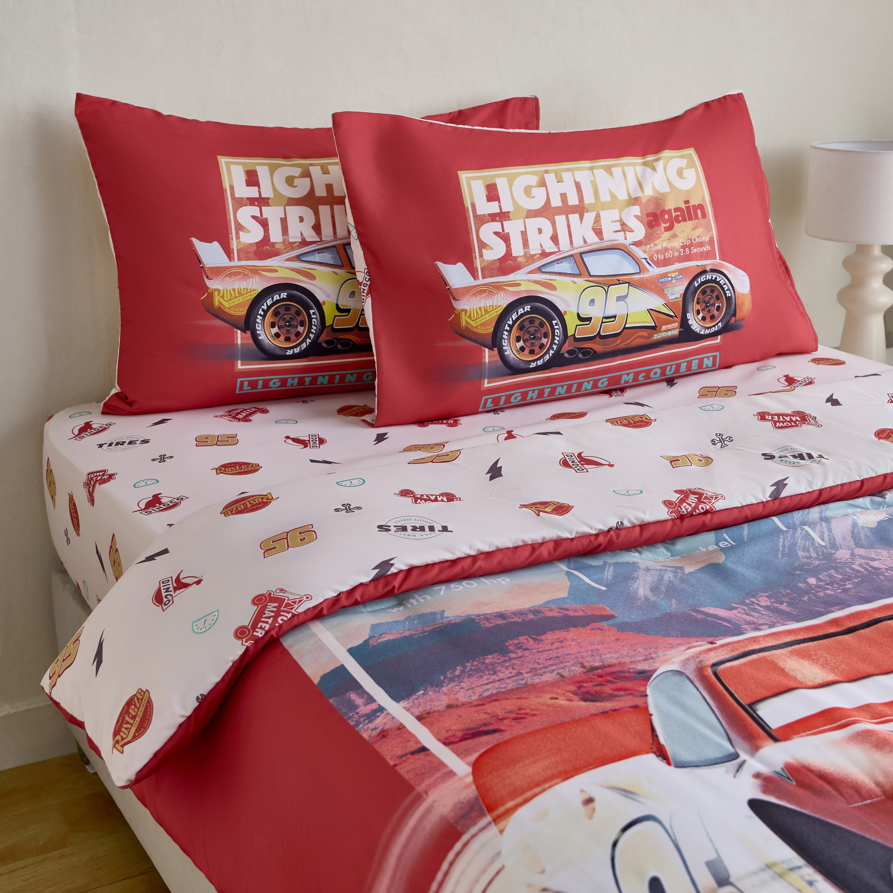 Cars McQueen Microfiber BIAB 3-Piece Twin Comforter Sheet Set - 160x220 cm-hbxkidsandyouth-beddingandfurnishings-comfortersets-image-1