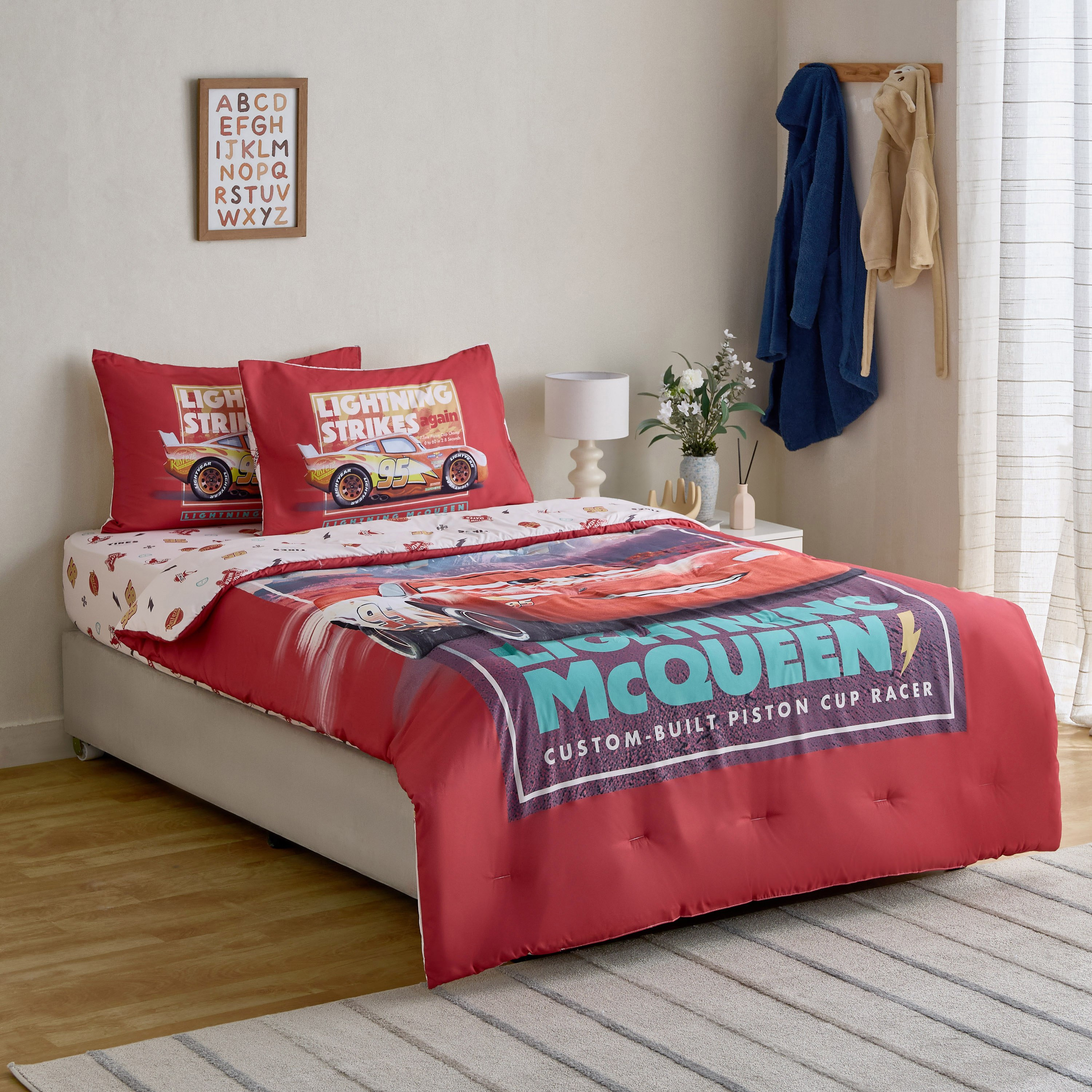 Cars McQueen Microfiber BIAB 3-Piece Twin Comforter Sheet Set - 160x220 cm-hbxkidsandyouth-beddingandfurnishings-comfortersets-image-10