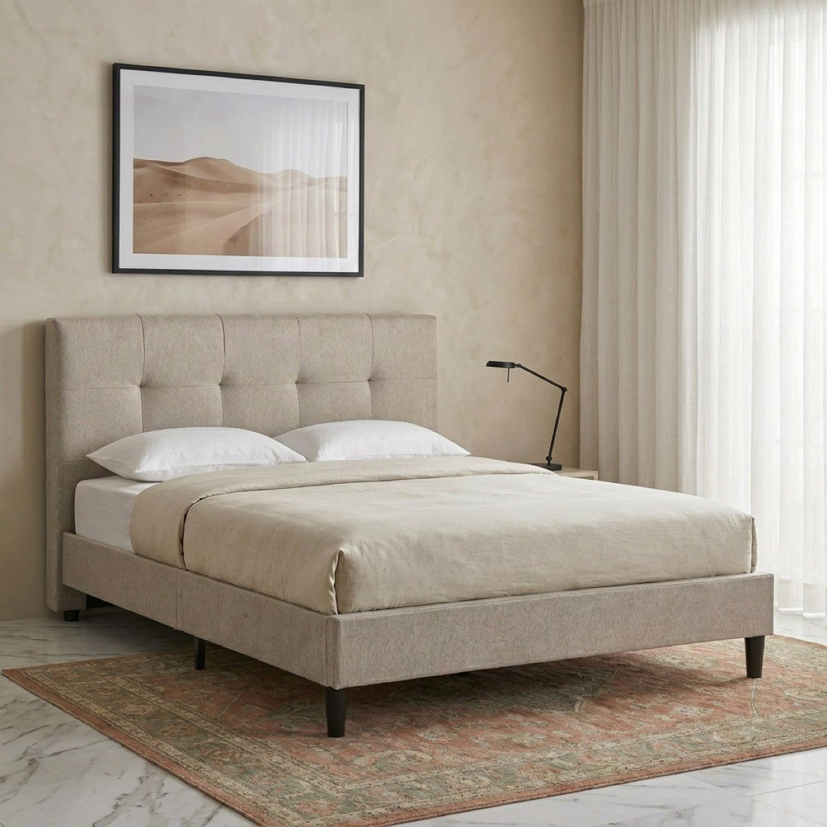 Movo Kulltorp Malmo Upholstered Queen Bed - 160x200 cm-hbxbedroom-bedsandbedsets-beds-queen-image-1