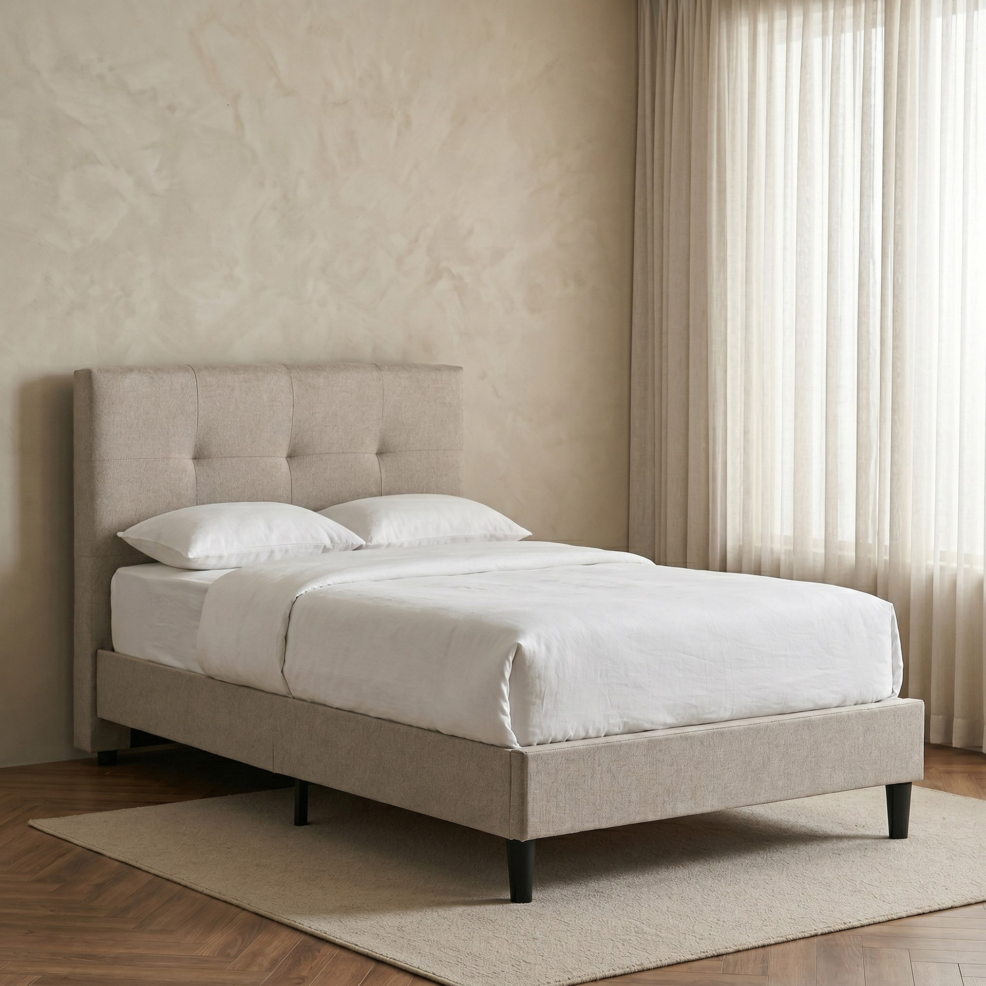Movo Kulltorp Malmo Upholstered Single Bed - 90x200 cm-hbxkidsandyouth-bedsandbedsets-beds-single-image-1