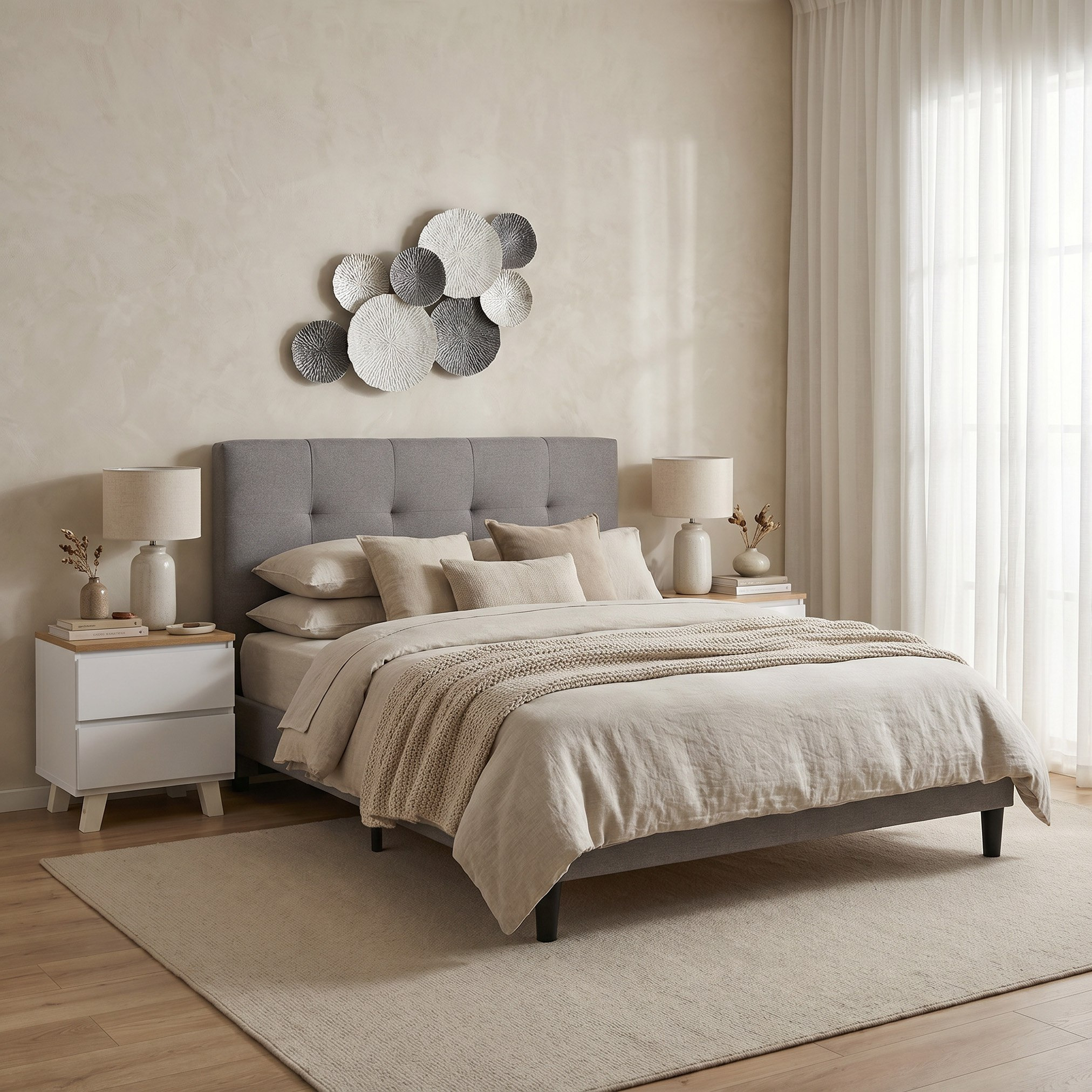 Movo Kulltorp Malmo Upholstered Queen Bed - 160x200 cm-hbxbedroom-bedsandbedsets-beds-queen-image-5