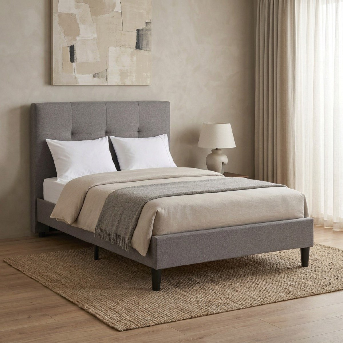Movo Kulltorp Malmo Upholstered Twin Bed - 120x200 cm-hbxbedroom-bedsandbedsets-upholsteredbeds-twin-image-1