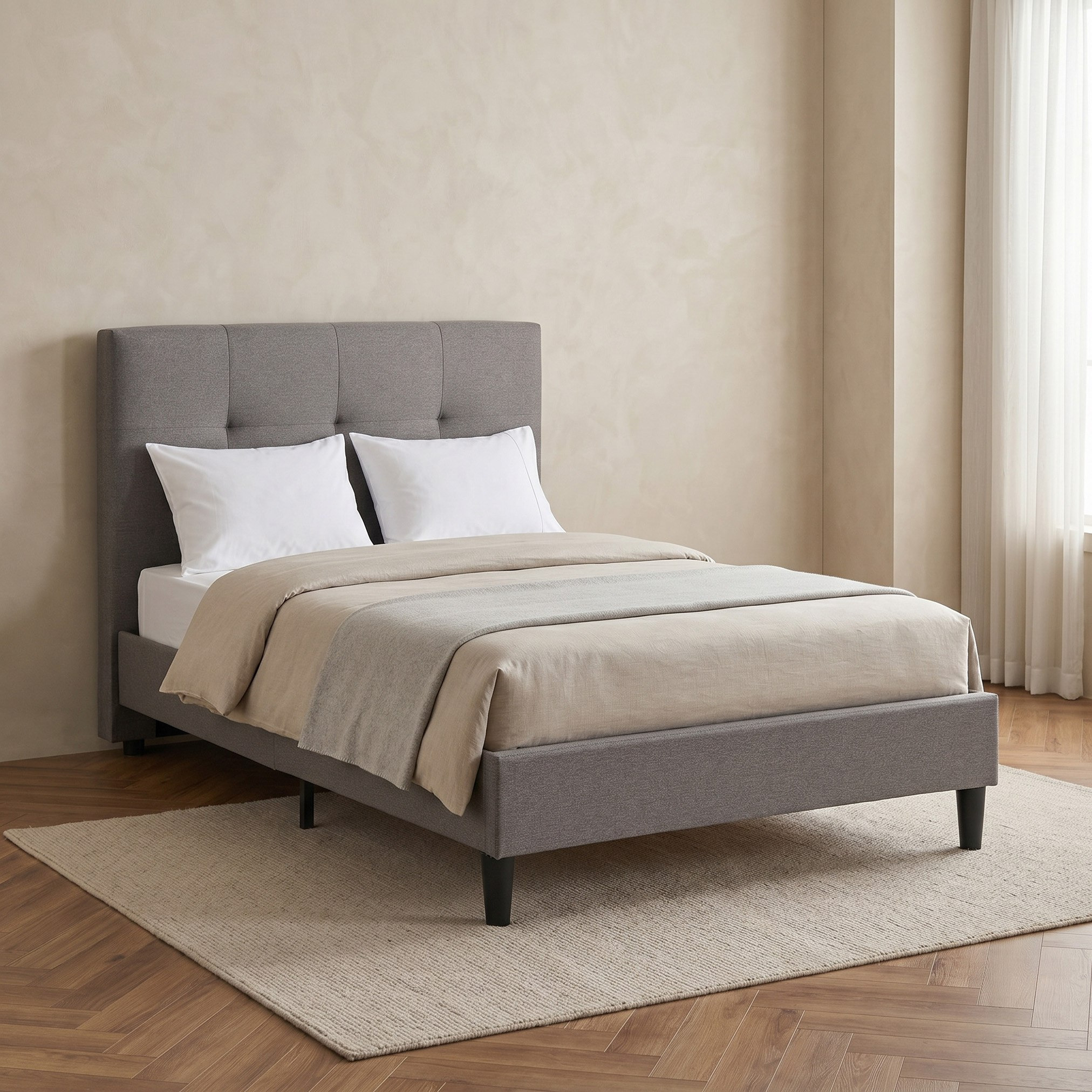 Movo Kulltorp Malmo Upholstered Single Bed - 90x200 cm-hbxkidsandyouth-bedsandbedsets-beds-single-image-1