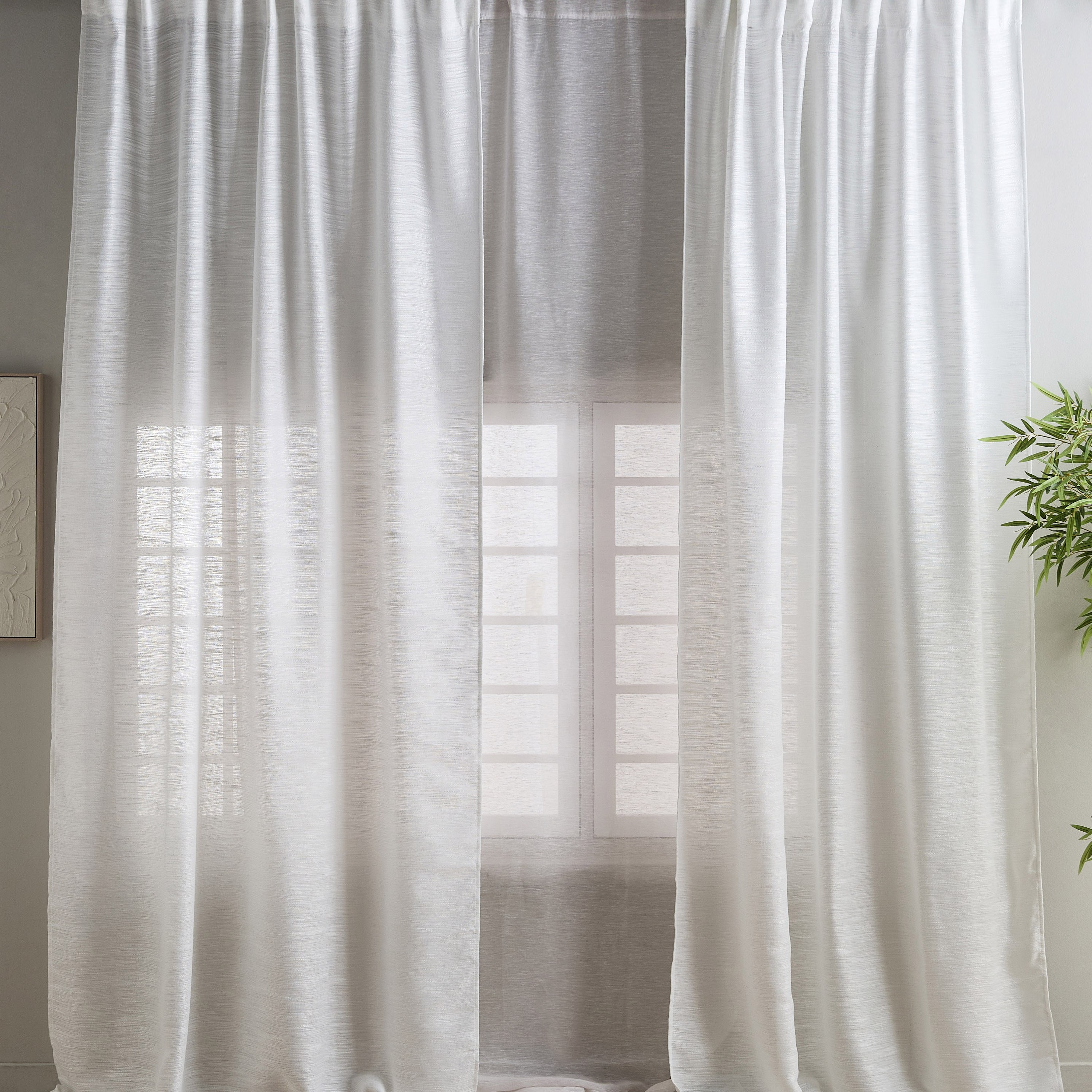 Braxton Siro 2-Piece Textured Sheer Curtain Set - 140x300 cm-hbxhomeware-hbxbedroom-image-1