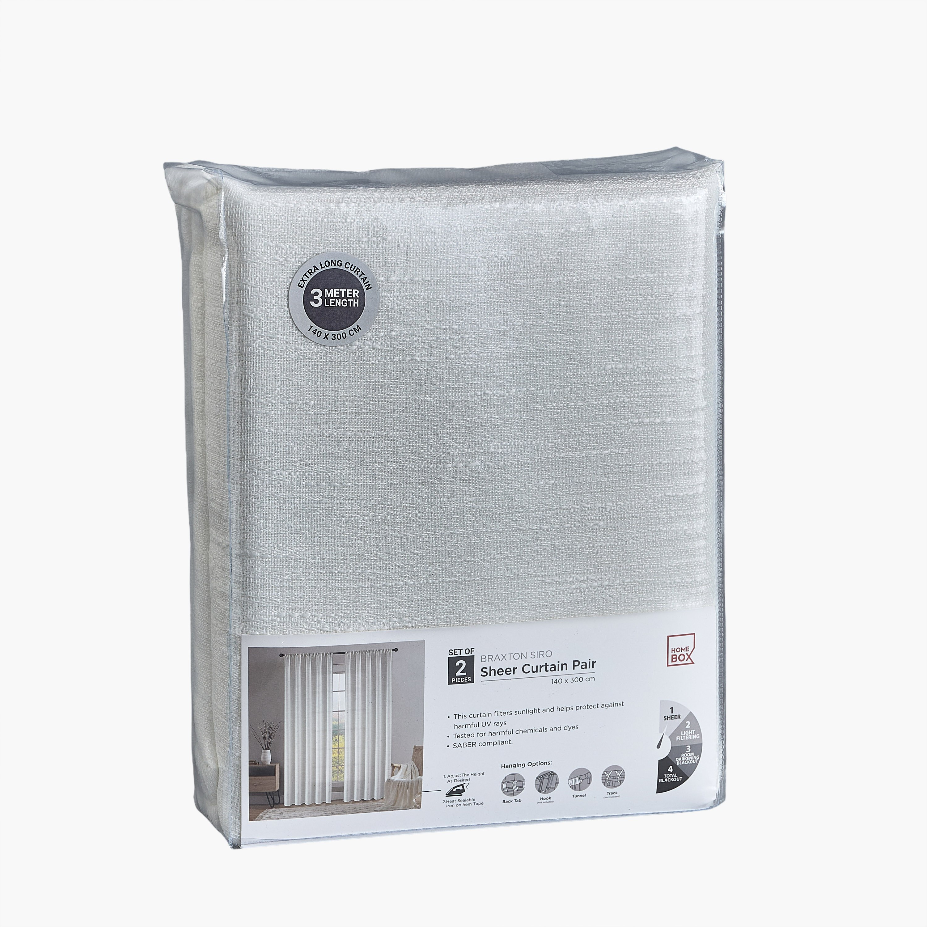 Braxton Siro 2-Piece Textured Sheer Curtain Set - 140x300 cm-hbxhomeware-hbxbedroom-image-6
