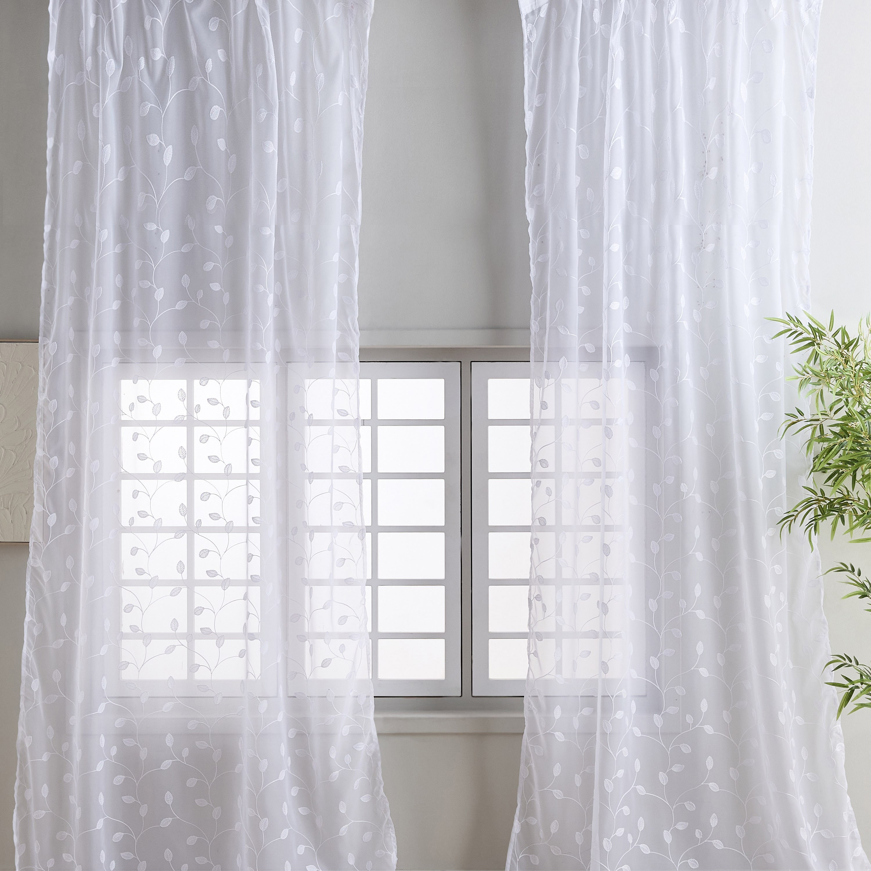Nordic Lily 2-Piece Textured Sheer Curtain Set - 140x300 cm-hbxhomeware-hbxbedroom-image-1