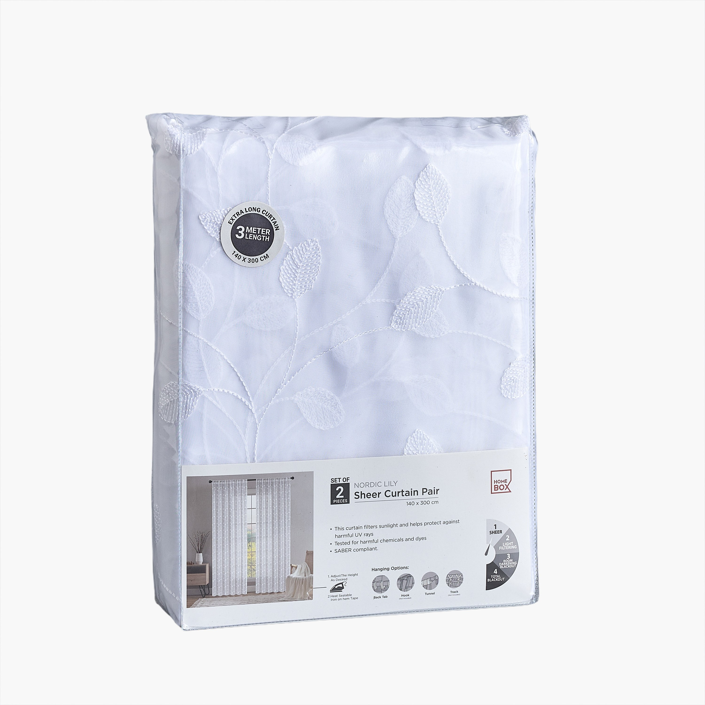 Nordic Lily 2-Piece Textured Sheer Curtain Set - 140x300 cm-hbxhomeware-hbxbedroom-image-5