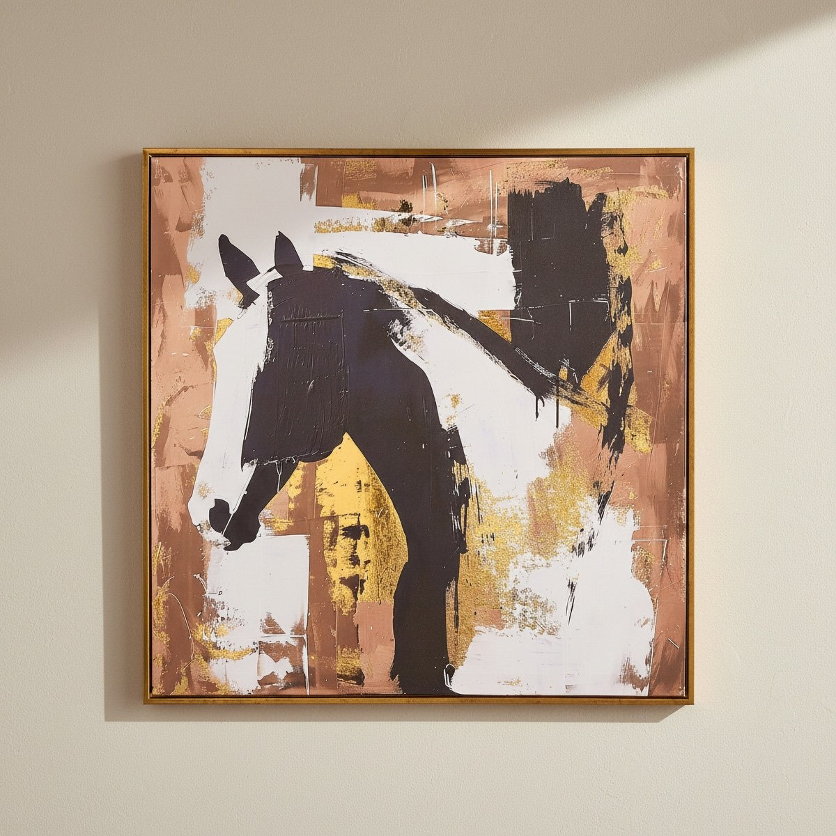 Cyprus Carl Horse Framed Picture with Foiled 3D Effect - 60x60x28 cm-hbxhomeware-hbxdecorandfurnishings-image-1