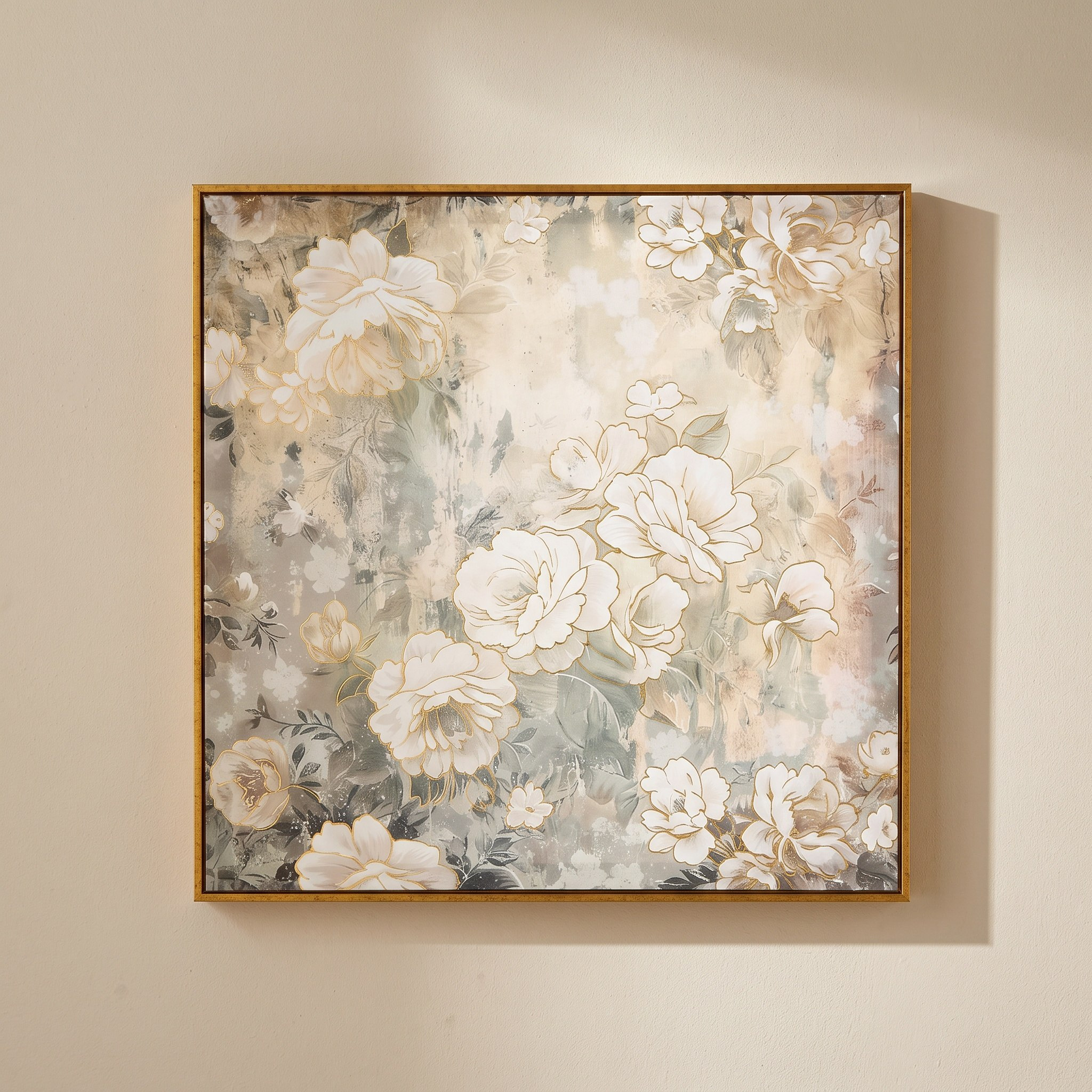 Cyprus Carl Rose Bunch with 3D Effect Gold Foiled Framed Picture - 60x60x2.8 cm-hbxhomeware-hbxdecorandfurnishings-image-1