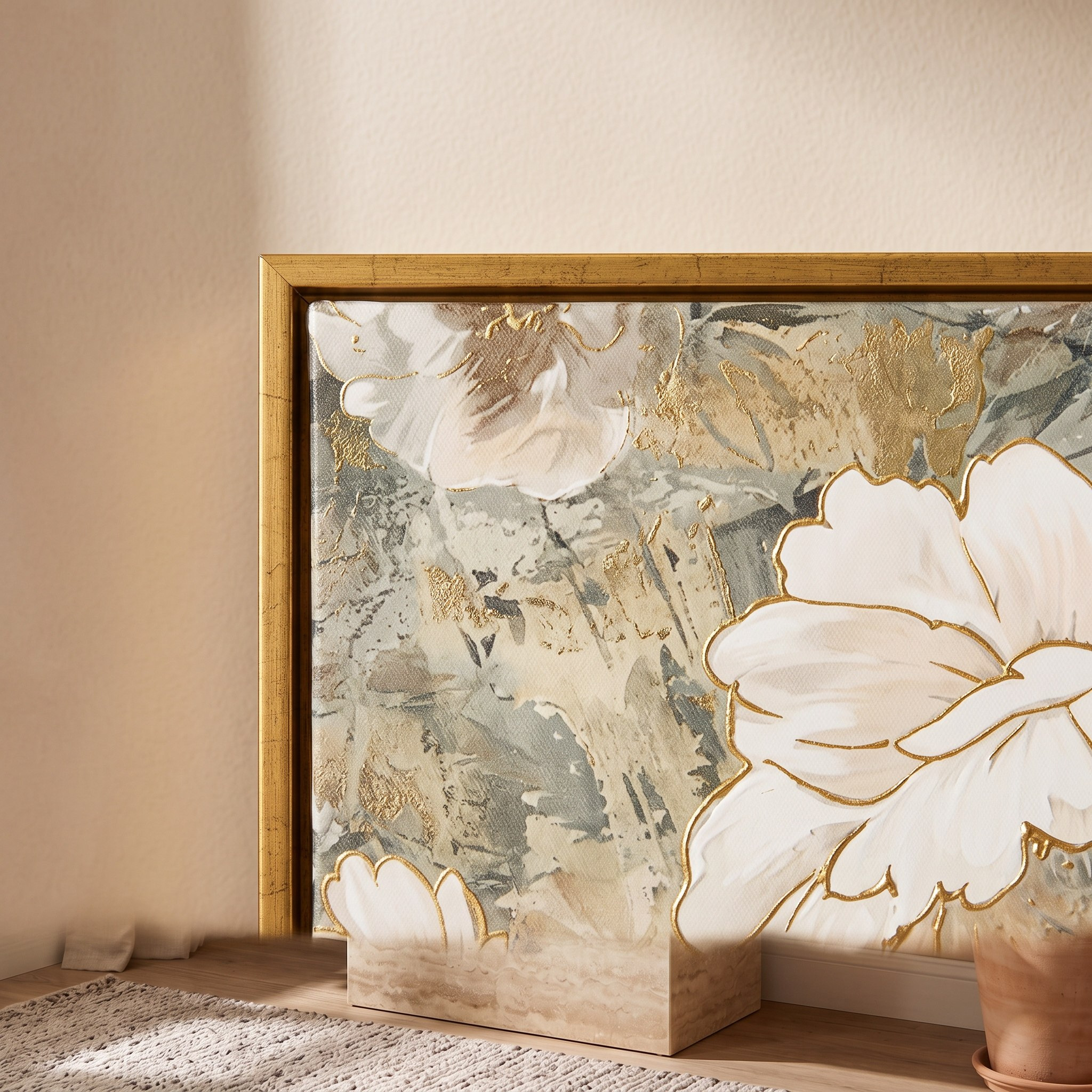 Cyprus Carl Rose Bunch with 3D Effect Gold Foiled Framed Picture - 60x60x2.8 cm-hbxhomeware-hbxdecorandfurnishings-image-2
