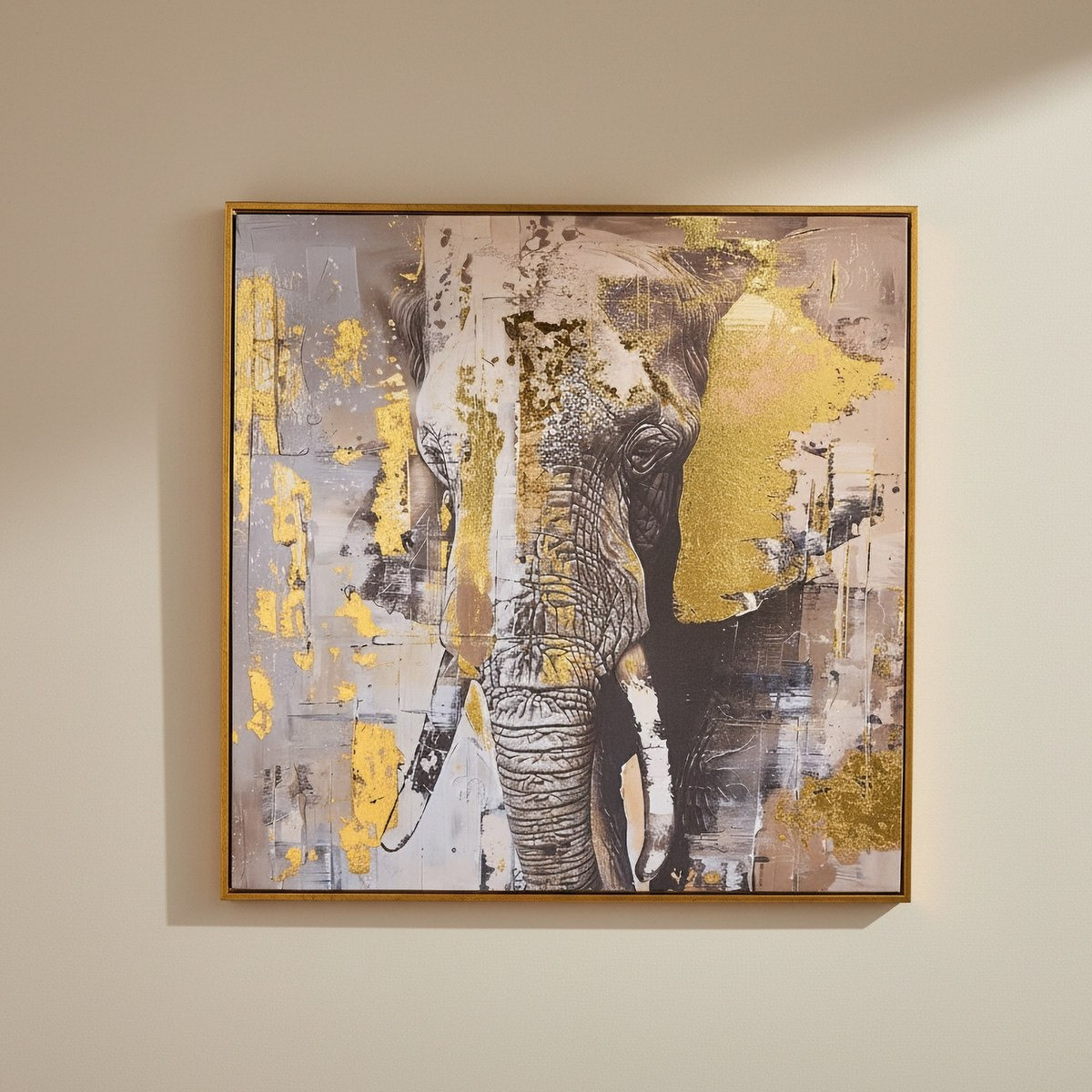 Cyprus Carl Elephant Framed Picture with Foiled 3D Effect - 60x60x28 cm-hbxhomeware-hbxdecorandfurnishings-image-1