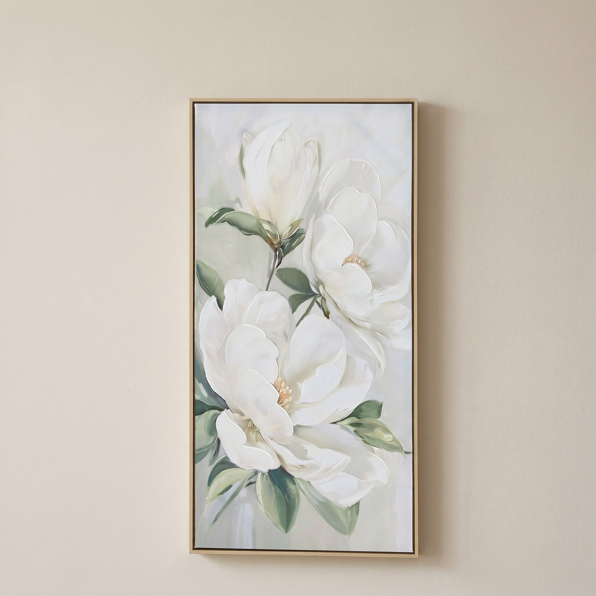 Orson Three Peony 60% Hand-Painted Framed Picture - 50x100 cm-hbxhomeware-hbxdecorandfurnishings-image-1