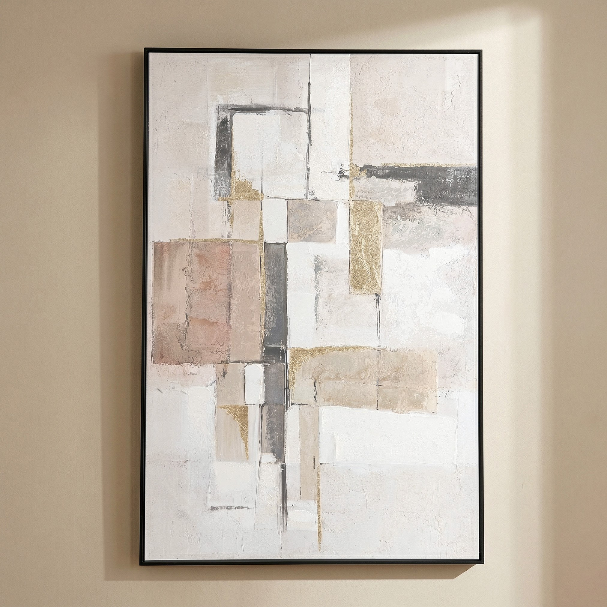 Orson Vertical Abstract 60% Hand Painted Framed Picture - 80x120 cm-hbxhomeware-hbxdecorandfurnishings-image-1