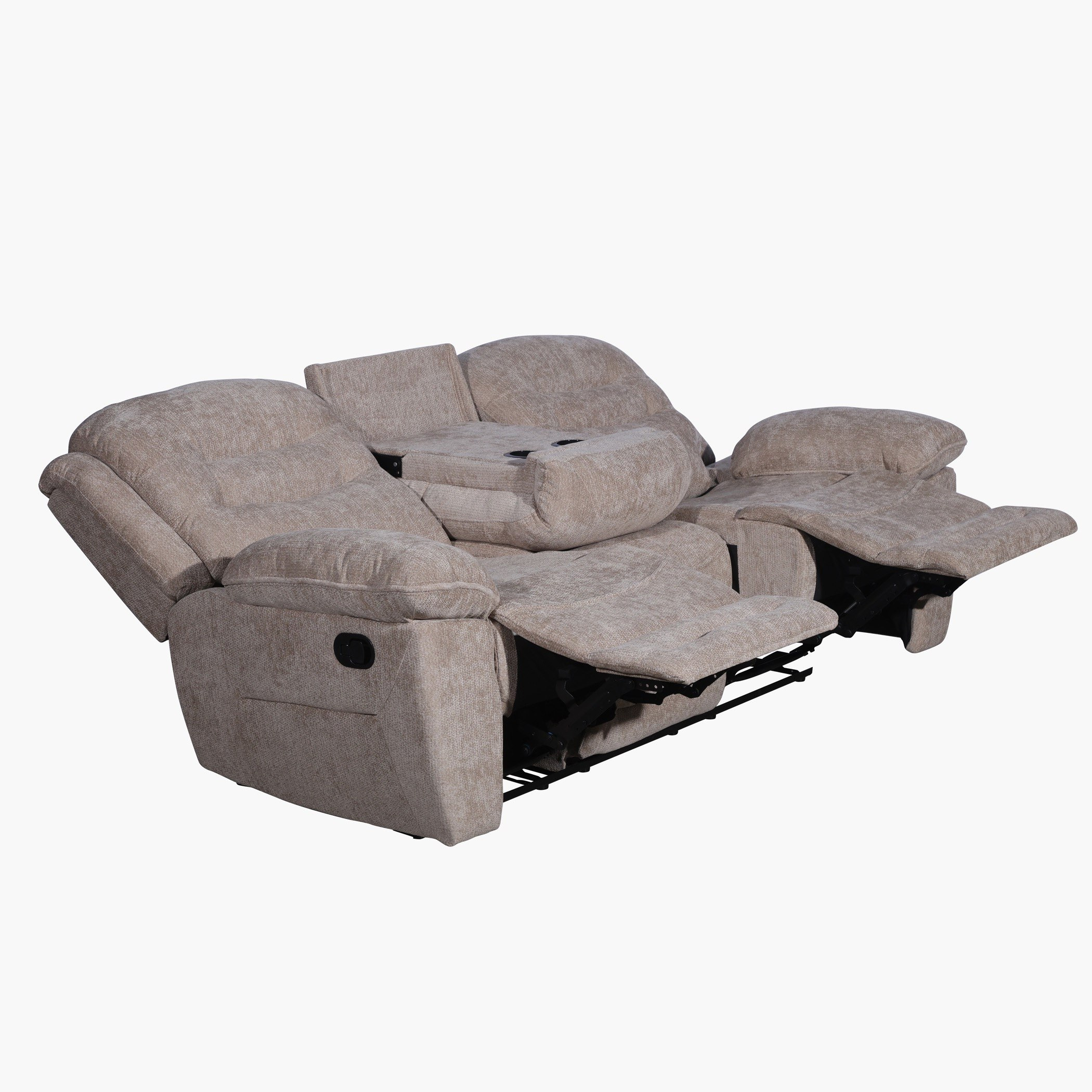 Brenton 3-Seater Fabric Recliner with Dropdown and 2 Cup Holders-hbxfurniture-sofasandarmchairs-reclinersofas-image-5
