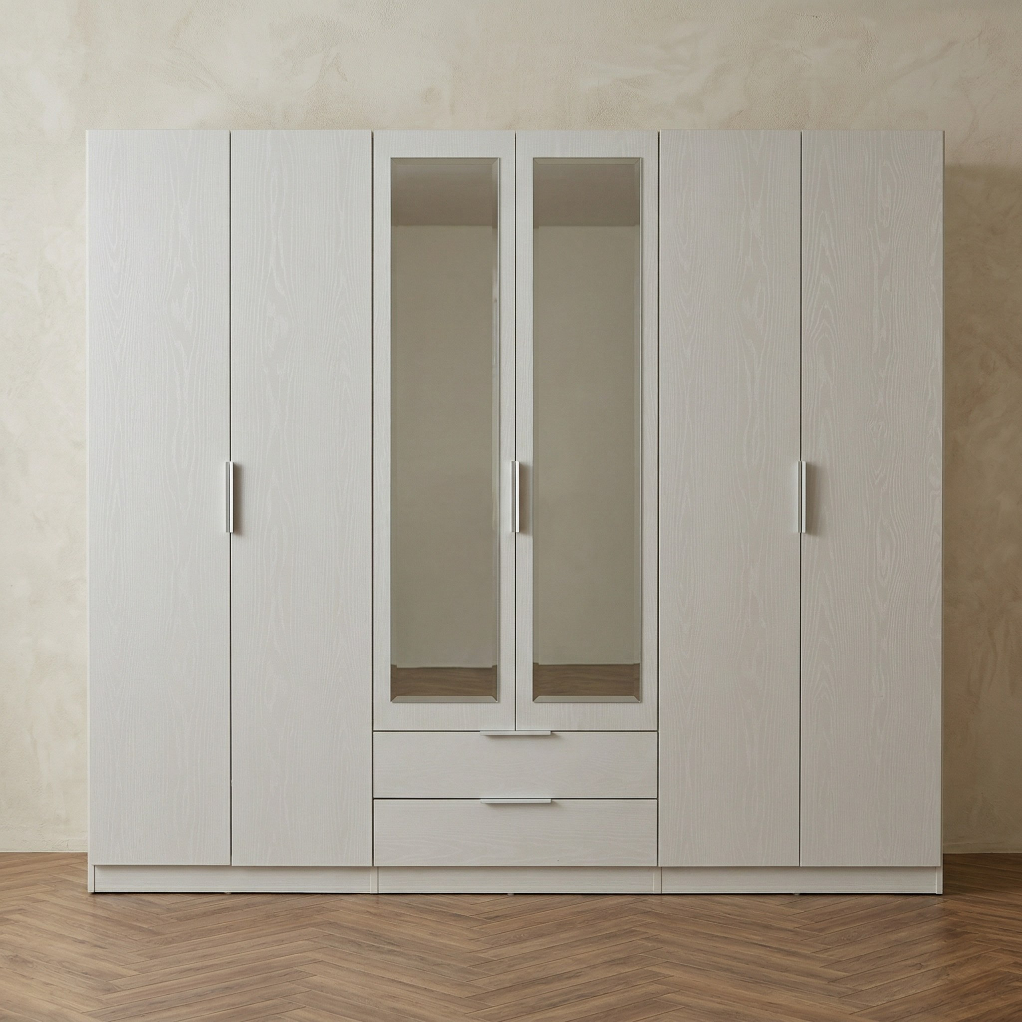 Orion 6-Door Wardrobe with 2 Drawers and 2 Mirrors-hbxfurniture-wardrobes-image-2