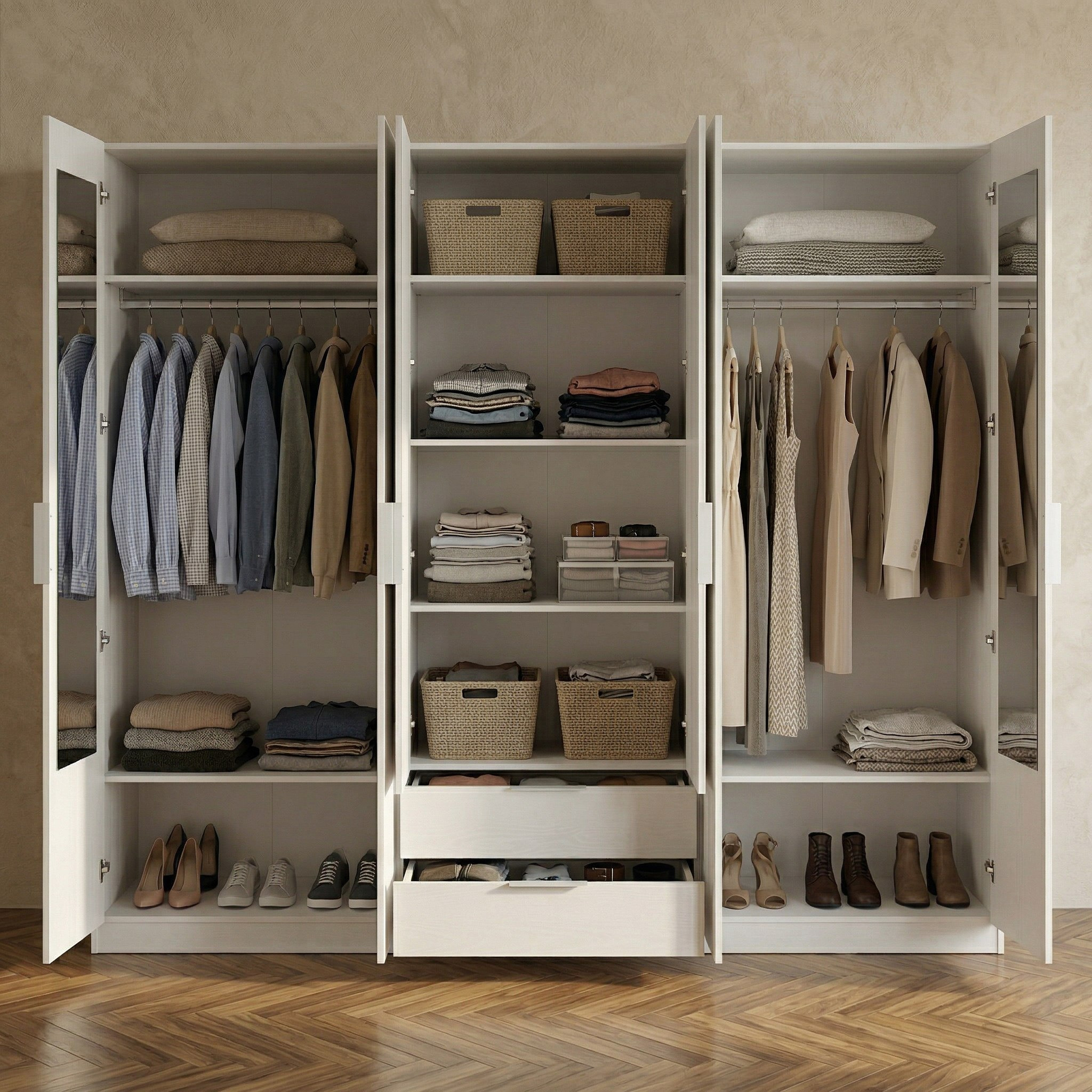 Orion 6-Door Wardrobe with 2 Drawers and 2 Mirrors-hbxfurniture-wardrobes-image-3