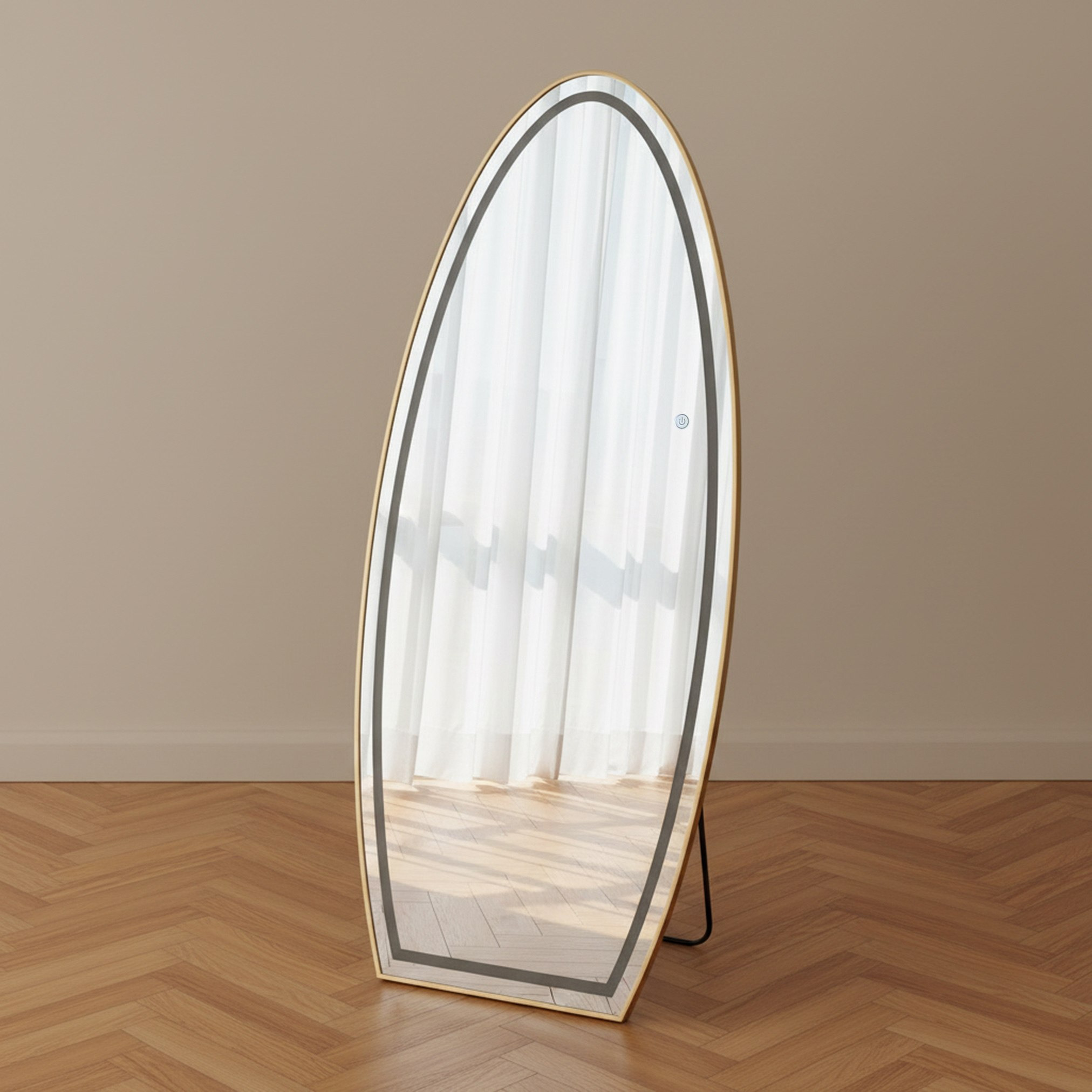 Reda Gilt LED Touch Switch 3 Light Colors Mirror with Stand - 70x160 cm-hbxhomeware-hbxdecorandfurnishings-image-1