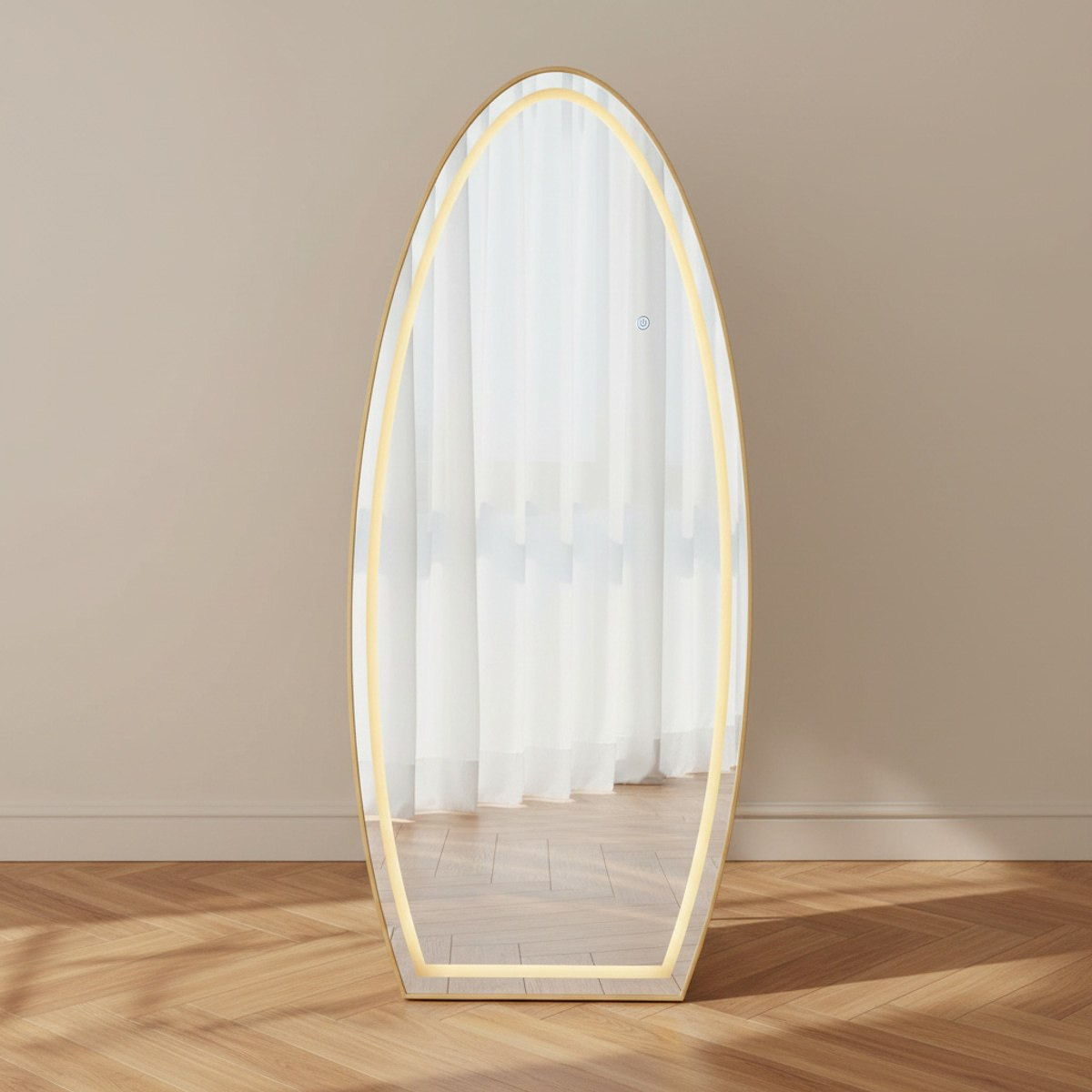 Reda Gilt LED Touch Switch 3 Light Colors Mirror with Stand - 70x160 cm-hbxhomeware-hbxdecorandfurnishings-image-2