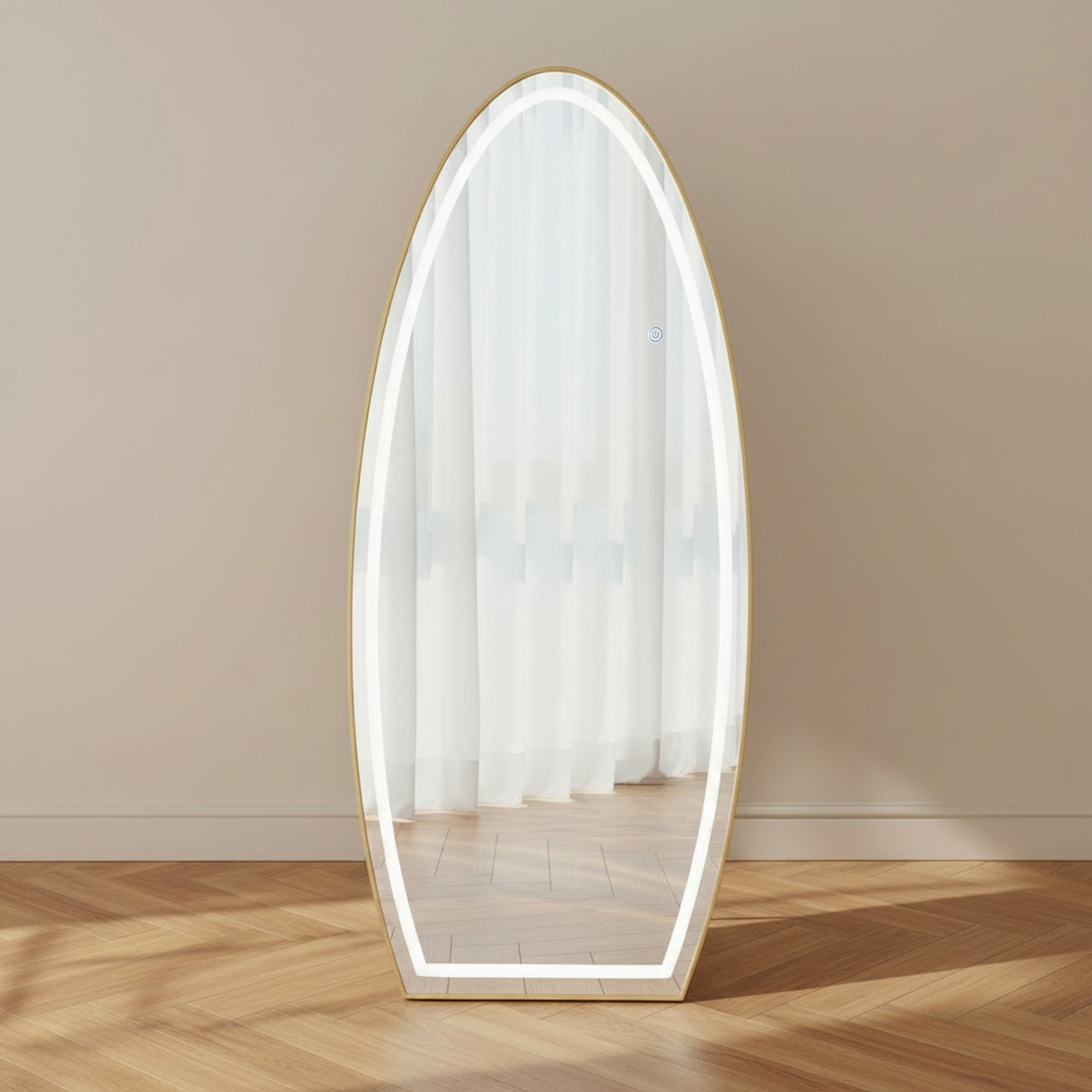 Reda Gilt LED Touch Switch 3 Light Colors Mirror with Stand - 70x160 cm-hbxhomeware-hbxdecorandfurnishings-image-3