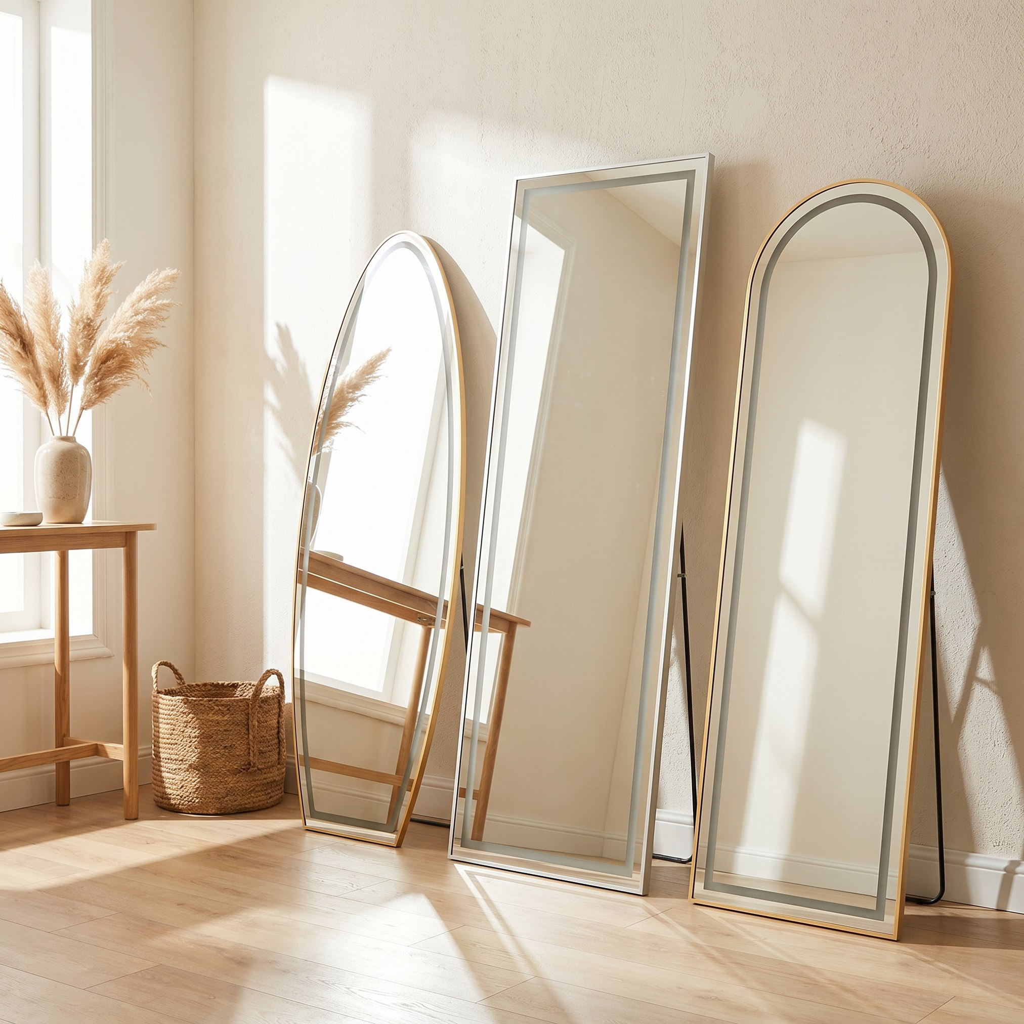 Reda Gilt LED Touch Switch 3 Light Colors Mirror with Stand - 70x160 cm-hbxhomeware-hbxdecorandfurnishings-image-7
