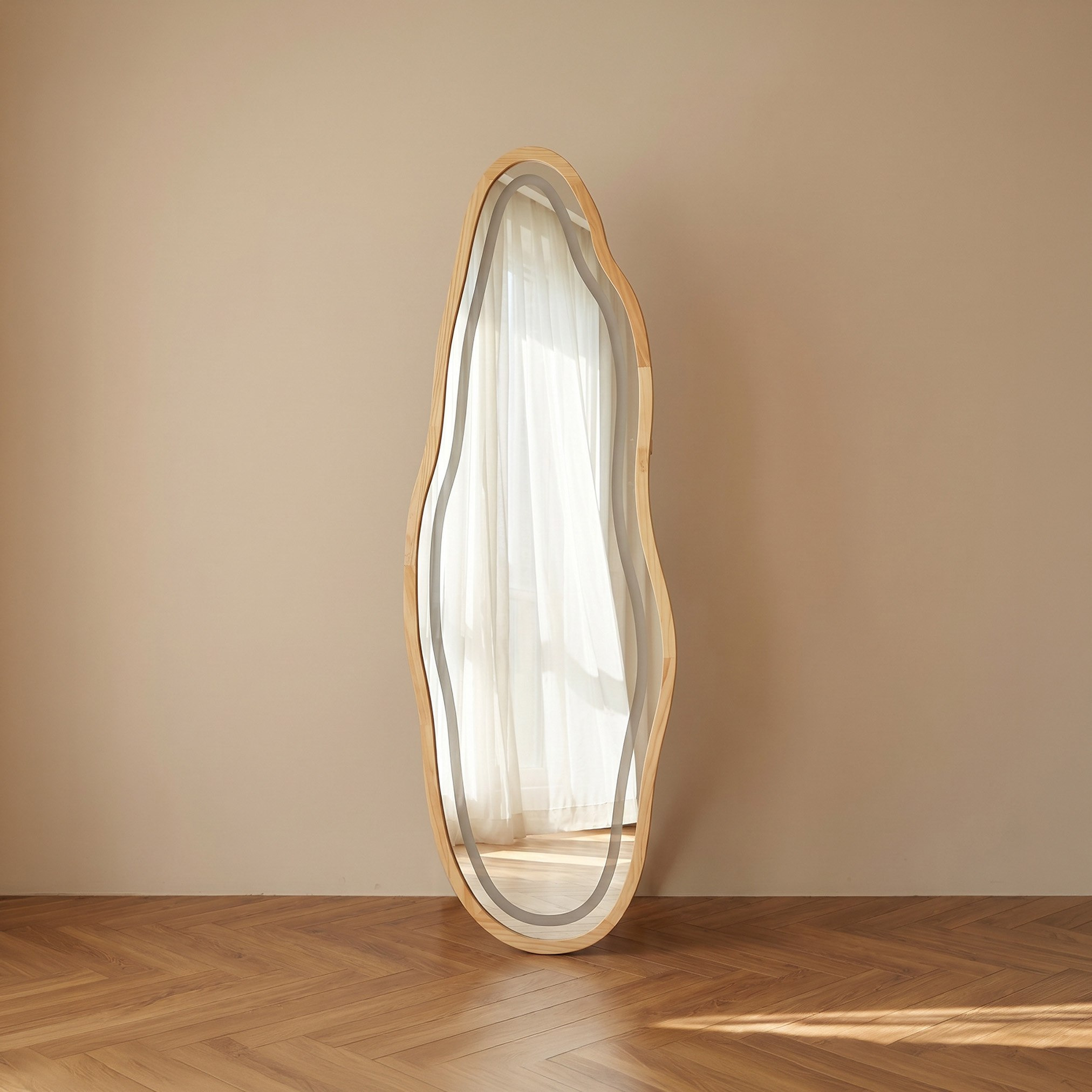Reda Glit LED Pinewood Standing Mirror - 60x180 cm-hbxhomeware-hbxdecorandfurnishings-image-1