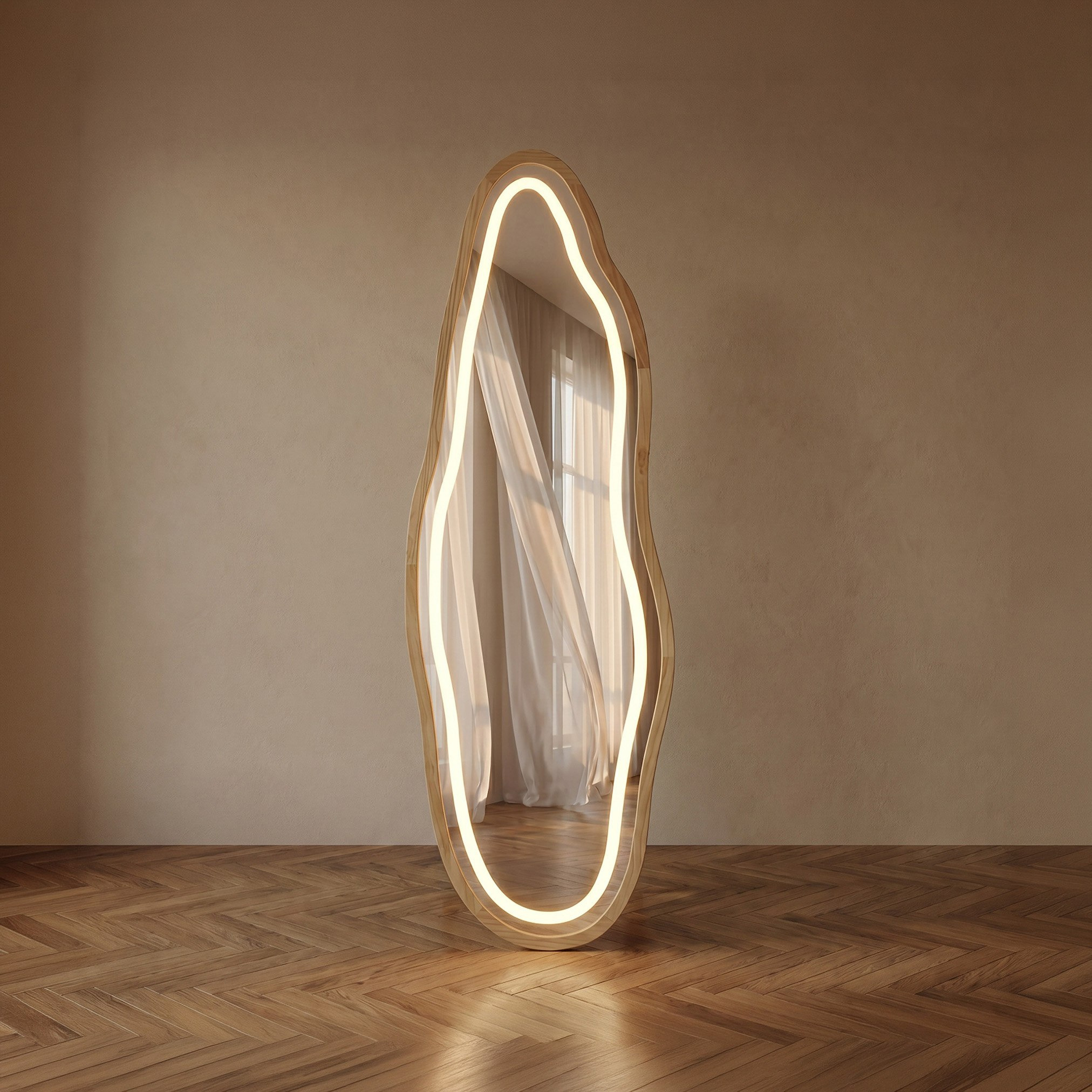 Reda Glit LED Pinewood Standing Mirror - 60x180 cm-hbxhomeware-hbxdecorandfurnishings-image-3