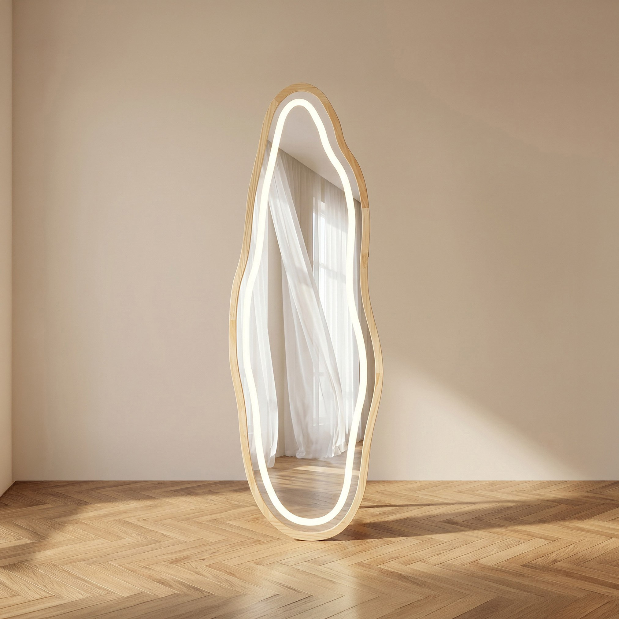 Reda Glit LED Pinewood Standing Mirror - 60x180 cm-hbxhomeware-hbxdecorandfurnishings-image-4