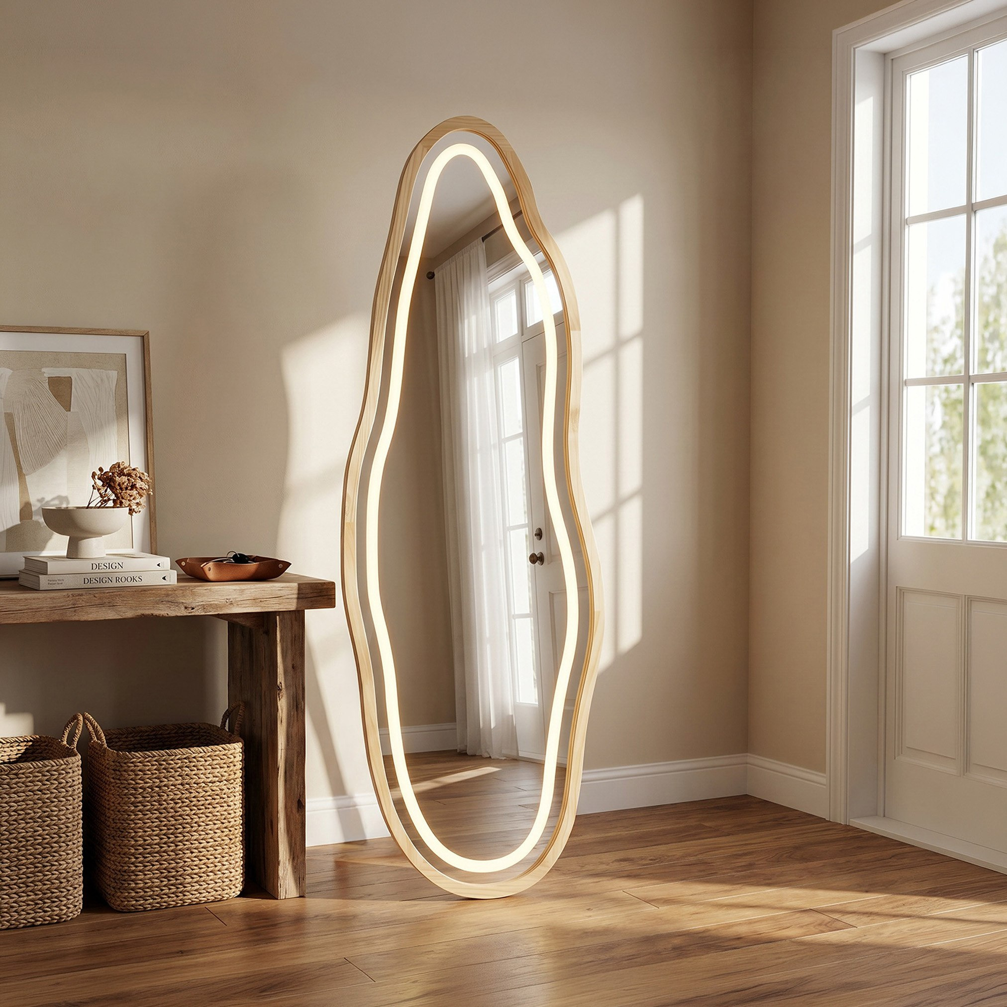 Reda Glit LED Pinewood Standing Mirror - 60x180 cm-hbxhomeware-hbxdecorandfurnishings-image-8