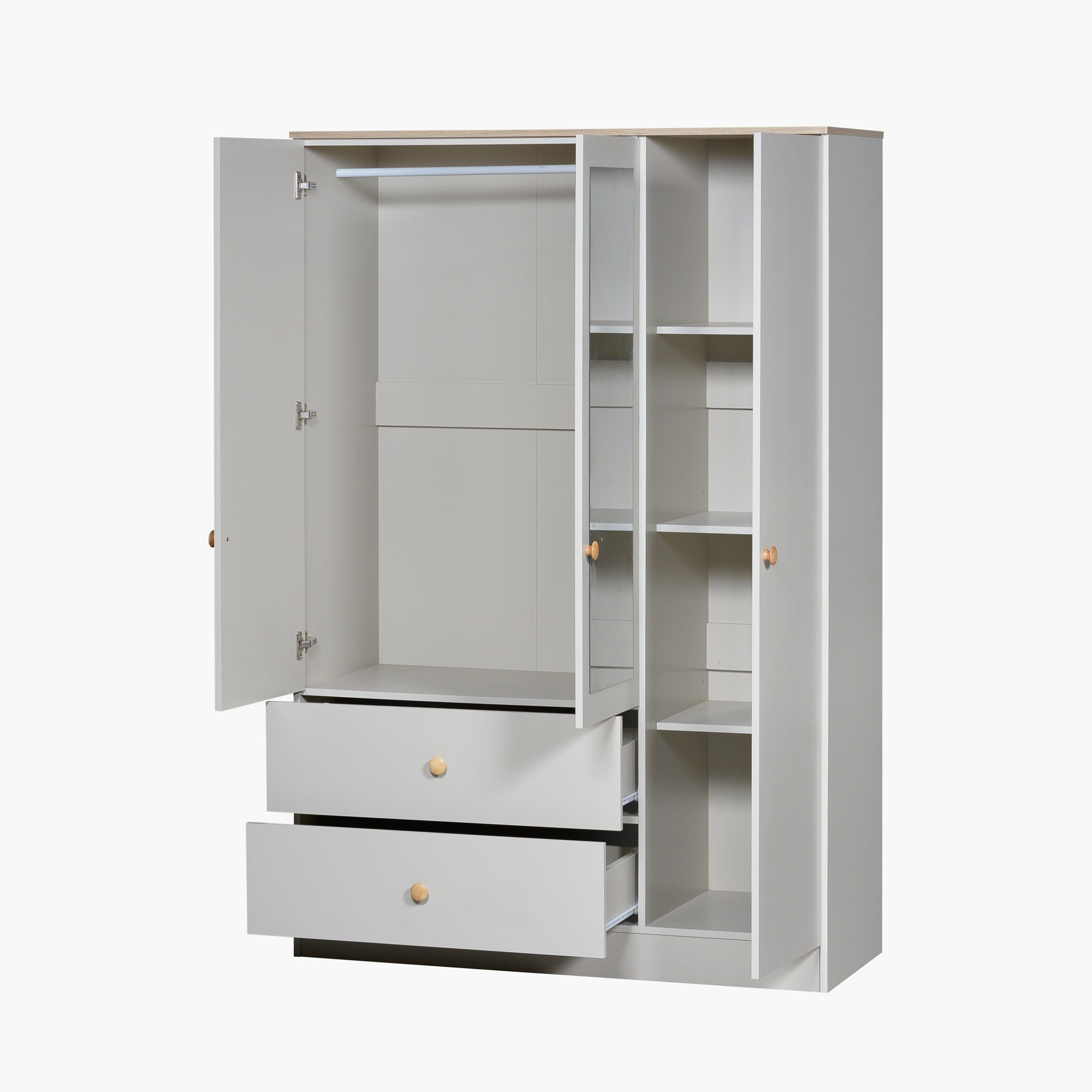 Movo Skara 3-Door Wardrobe with 2 Drawers-hbxfurniture-wardrobes-image-2