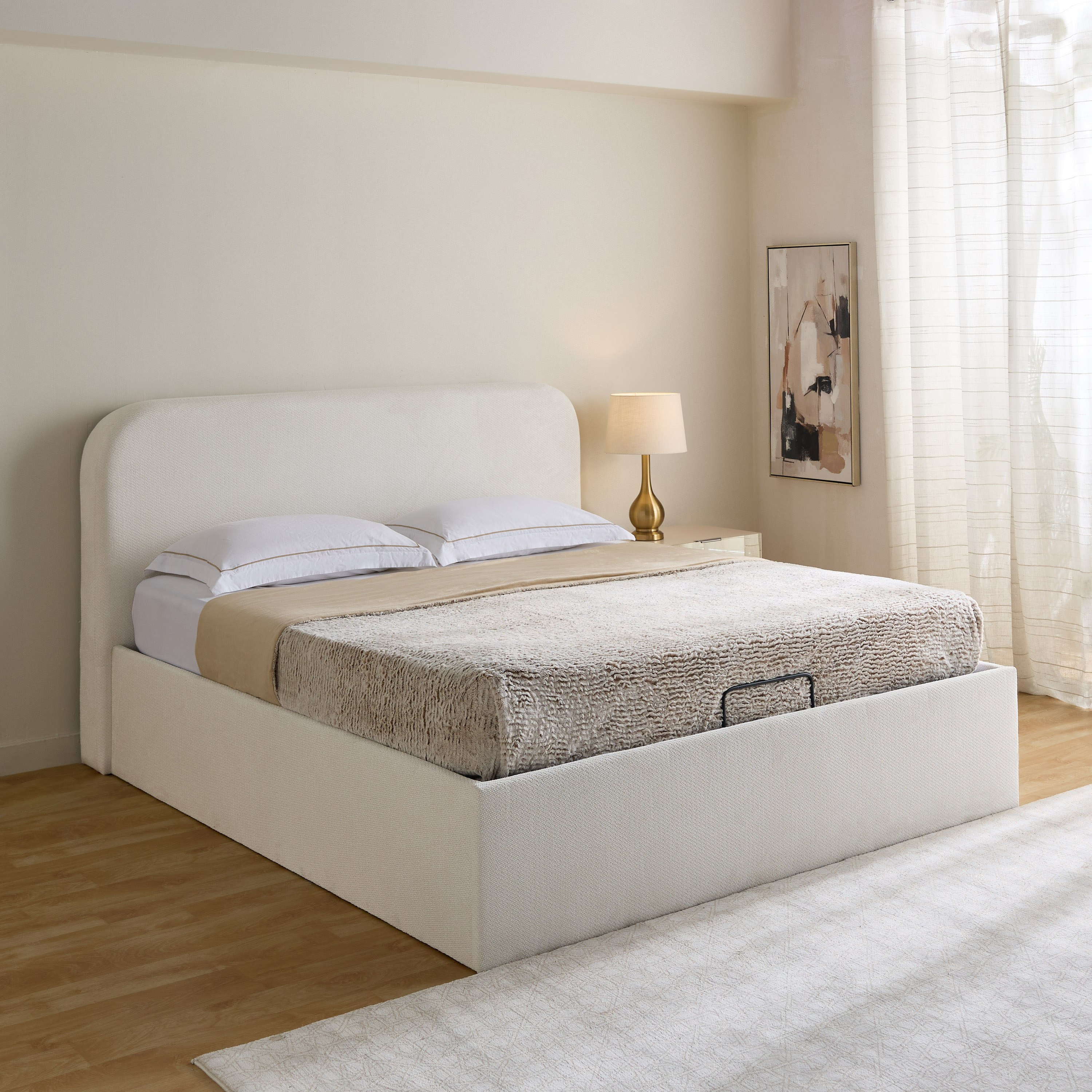 Venice Upholstered Hydraulic Storage Queen Bed - 160x200 cm-hbxbedroom-bedsandbedsets-beds-queen-image-1