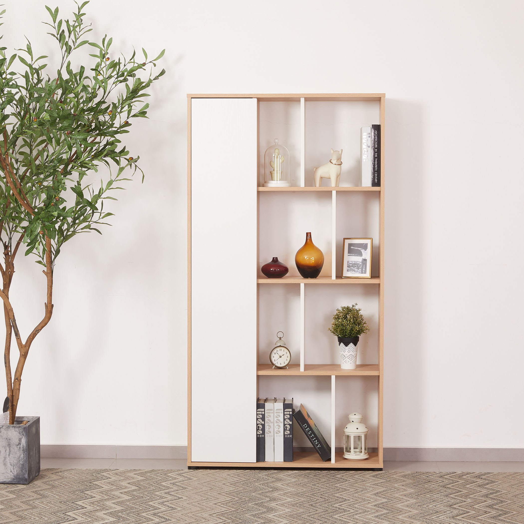 Modulix Bastian 4-Tier Bookcase with Door-hbxfurniture-office-bookcases-image-1