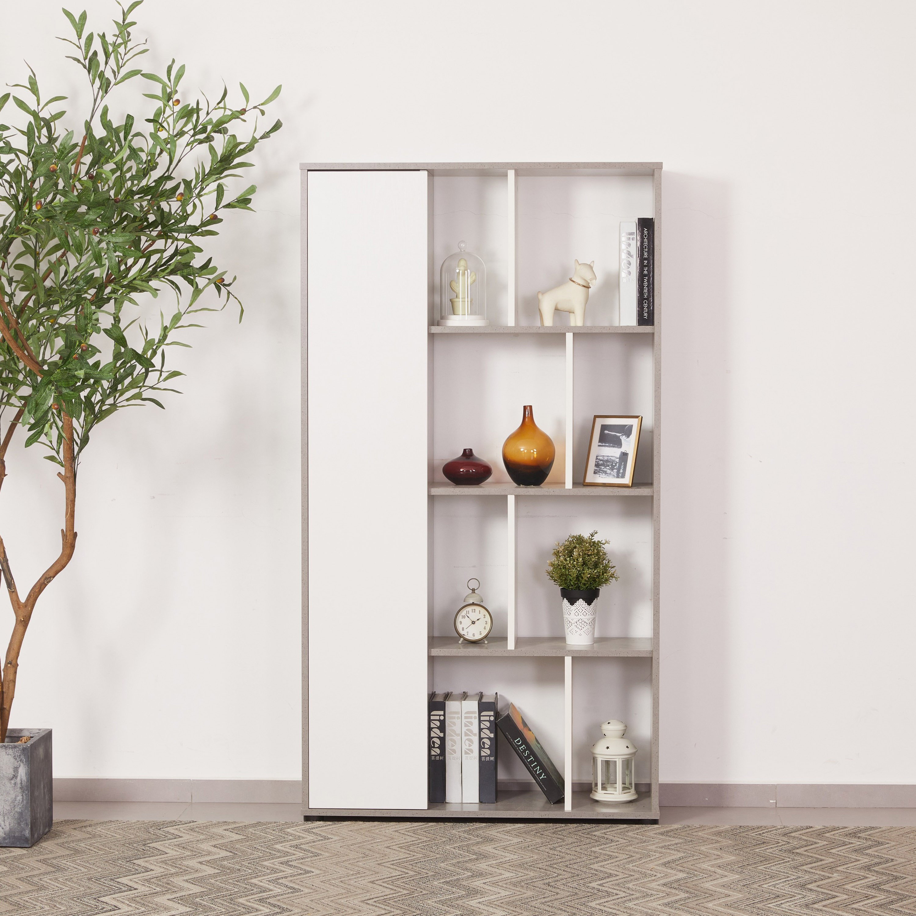 Modulix Bastian 4-Tier Bookcase with Door-hbxfurniture-office-bookcases-image-1