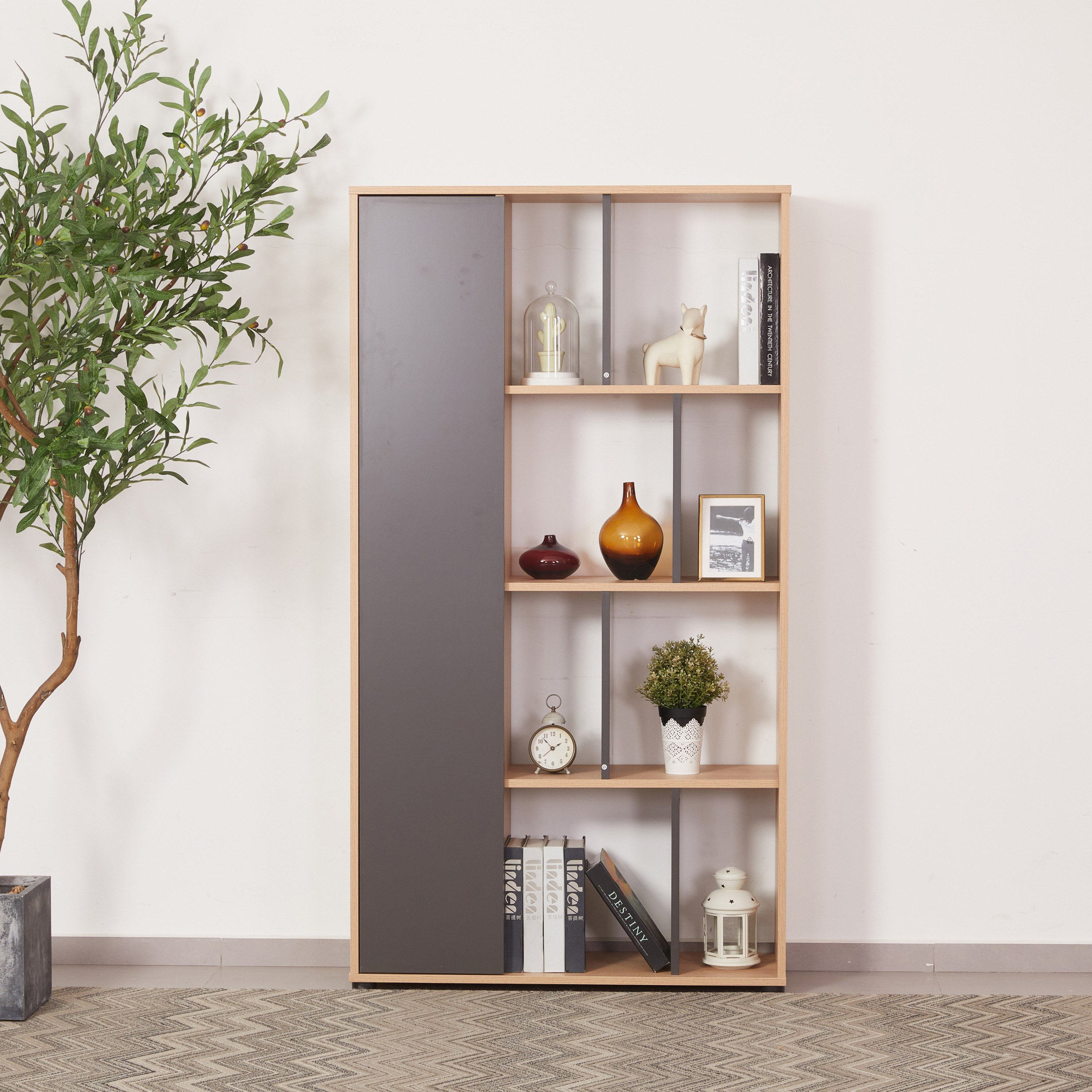 Modulix Bastian 4-Tier Bookcase with Door-hbxfurniture-office-bookcases-image-1