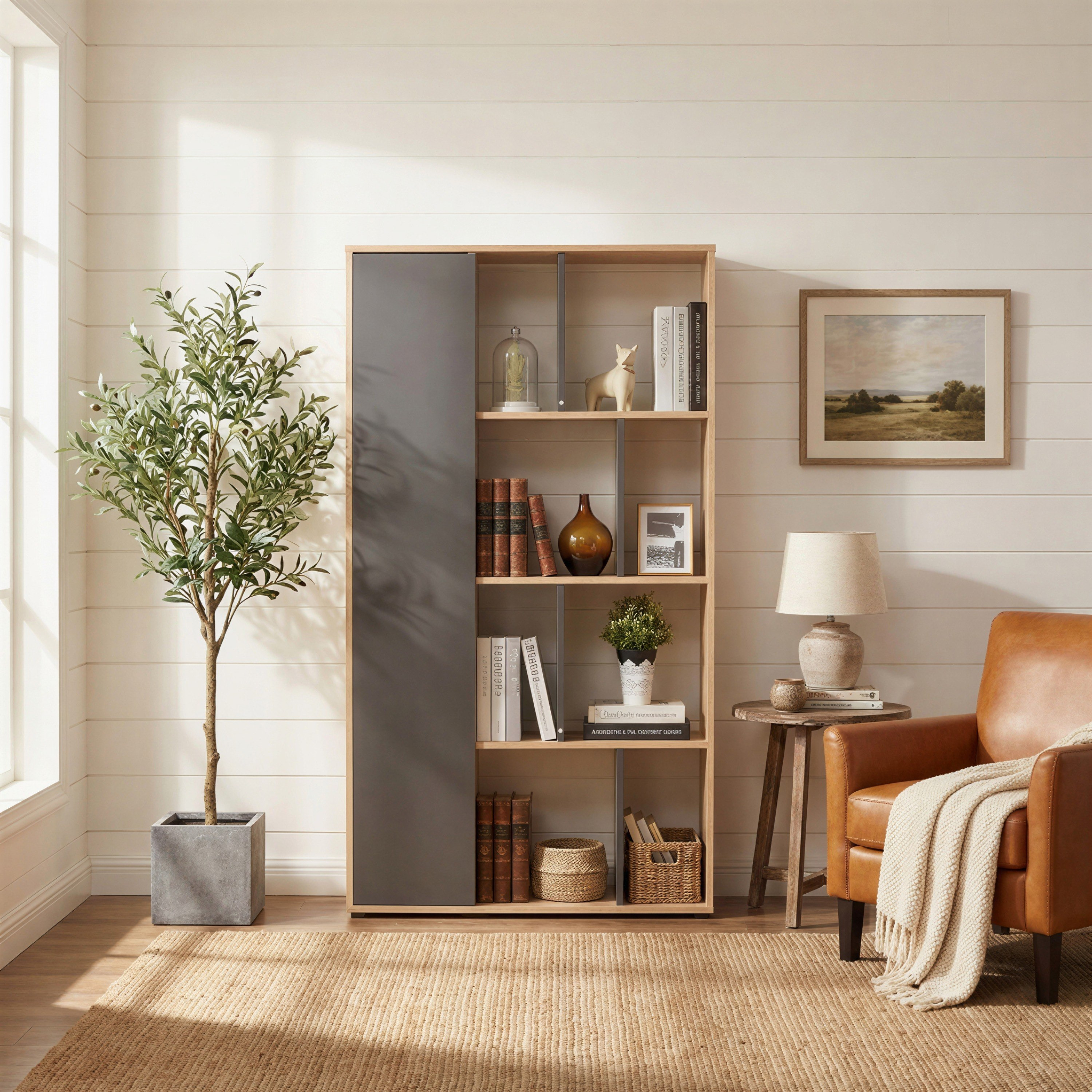 Modulix Bastian 4-Tier Bookcase with Door-hbxfurniture-office-bookcases-image-7