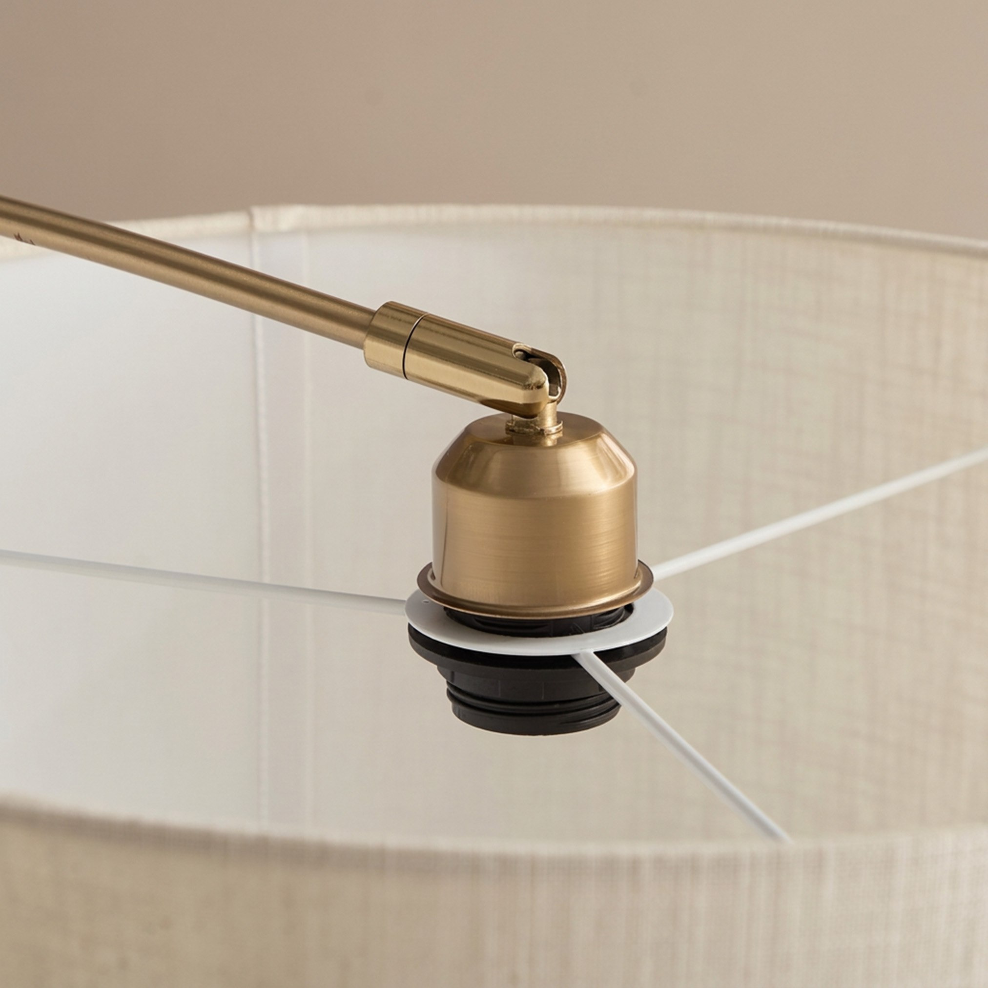 Caylan Metal Arc Floor Lamp Extendable with Linen Shade - 207 cm-hbxlivingroom-lighting-floorlamps-image-4
